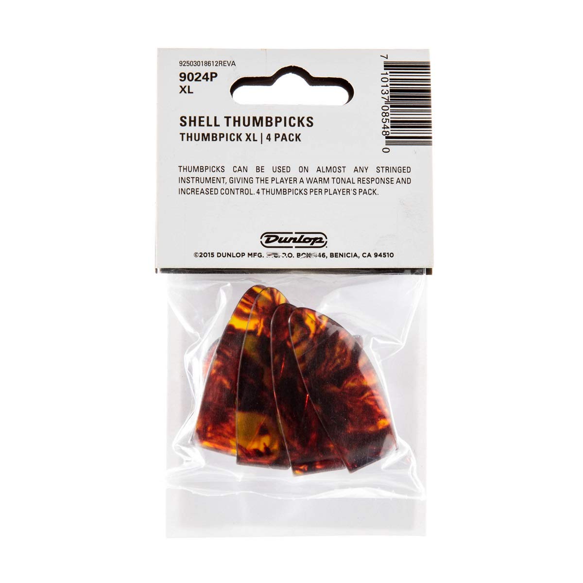 Dunlop Thumbpick Plastic Shell Ext. XL. 4 Count.