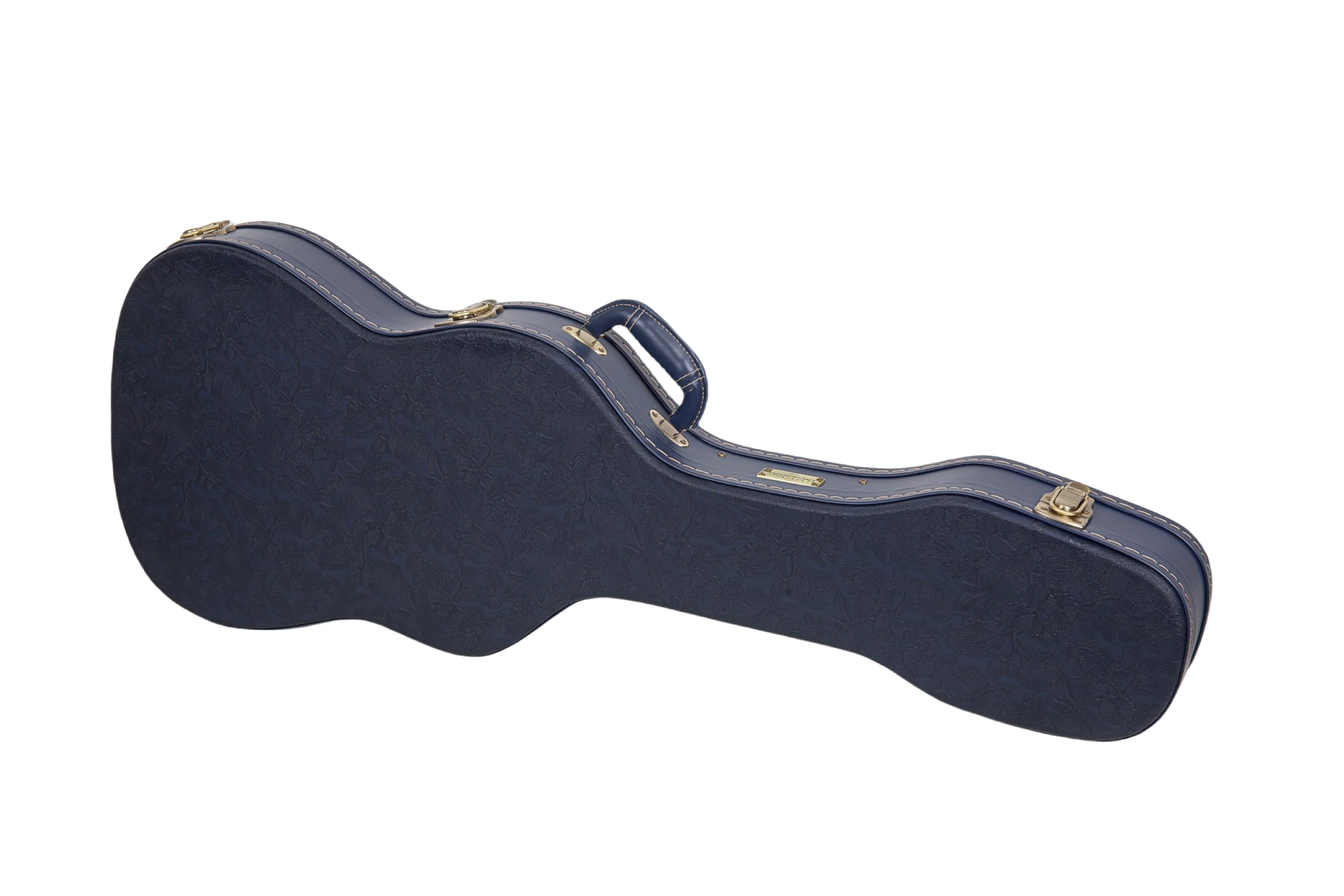 Crossrock Relief Series Electric Guitar Case for Telecaster & Stratocaster Style | Carved Ocean Blue Finish, Deep Scarlett Velve