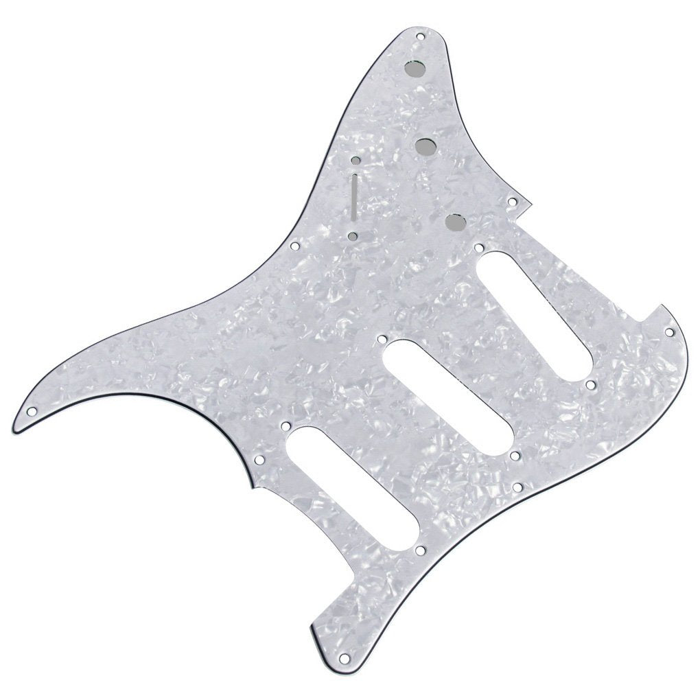 FLEOR SSS 8 Hole ST Guitar Pickguard Backplate Tremolo Cavity Cover with Screw for Vintage ST Style Guitar Parts, 4Ply White Pea