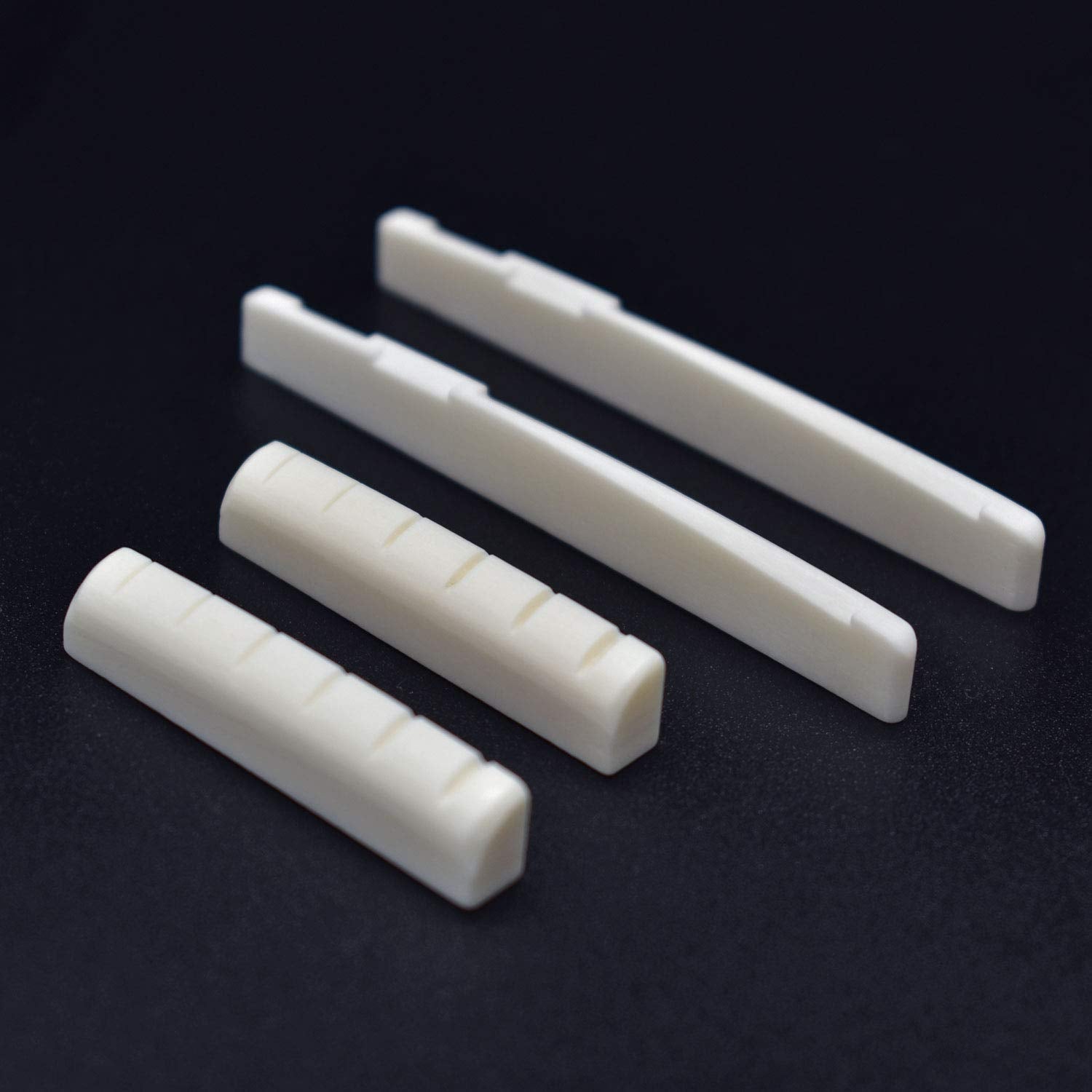Vencetmat Acoustic Guitar Bridge Saddles, Guitar Nuts, Fit For 74Mm Bridge Slot, 43Mm Neck Slot, Pure Complete Bone, Ivory Color