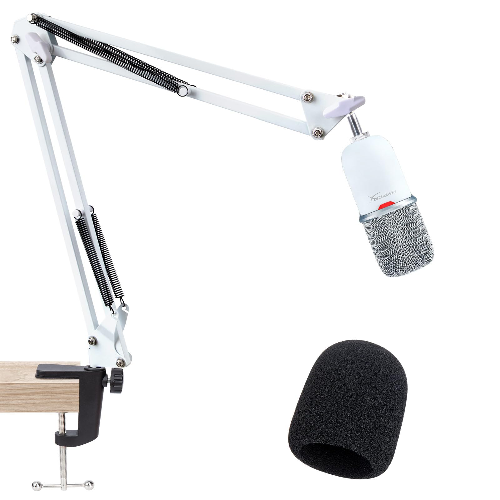 For Hyperx Solocast White Boom Arm - White Mic Arm Compatible With Hyper X Solocast, Microphone Boom Arm With Pop Filter, Improv