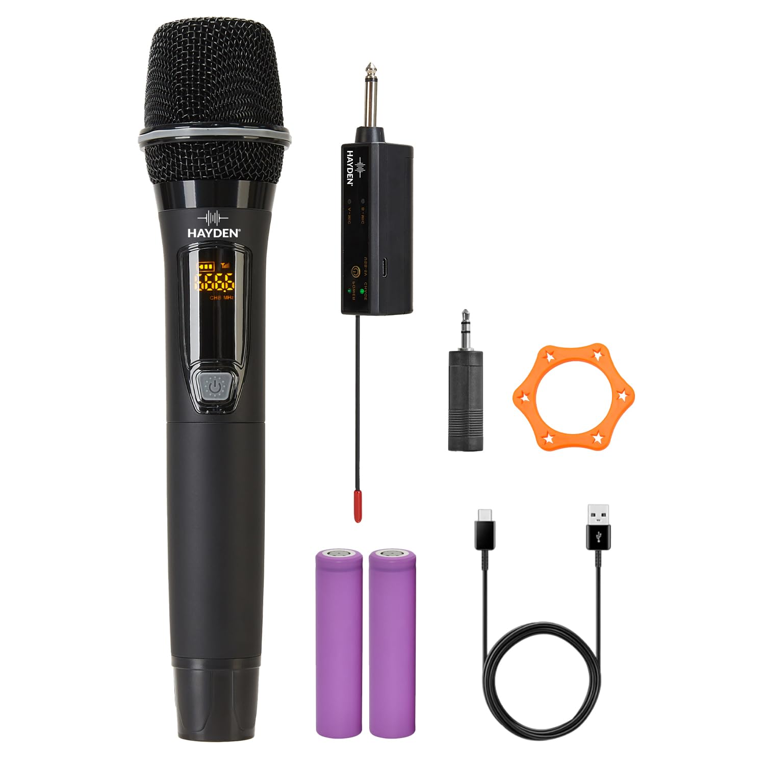 Hayden Hy-12 Uhf Wireless Microphone - Rechargeable Mic With Metal Body, Type-C Charging, 200Ft Range, 50 Channels, Long Battery