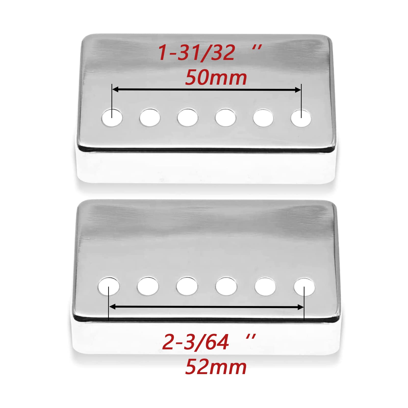 Cheerock 2Pcs Chrome Guitar Humbucker Covers, 50/52mm Silver Pickup Covers Set for Enhanced Sound, Fits Most Epiphone Les Paul &