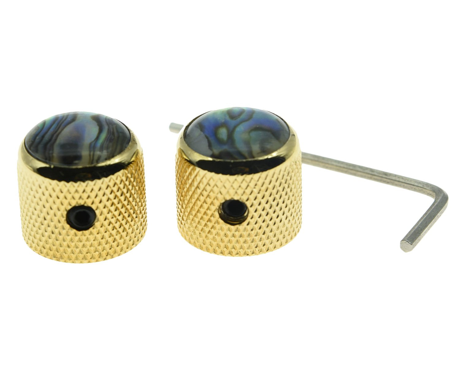 KAISH Gold Set of 2 Abalone Top Guitar Knobs Dome Knobs Bass Knob with Set Screw for Tele/Telecaster