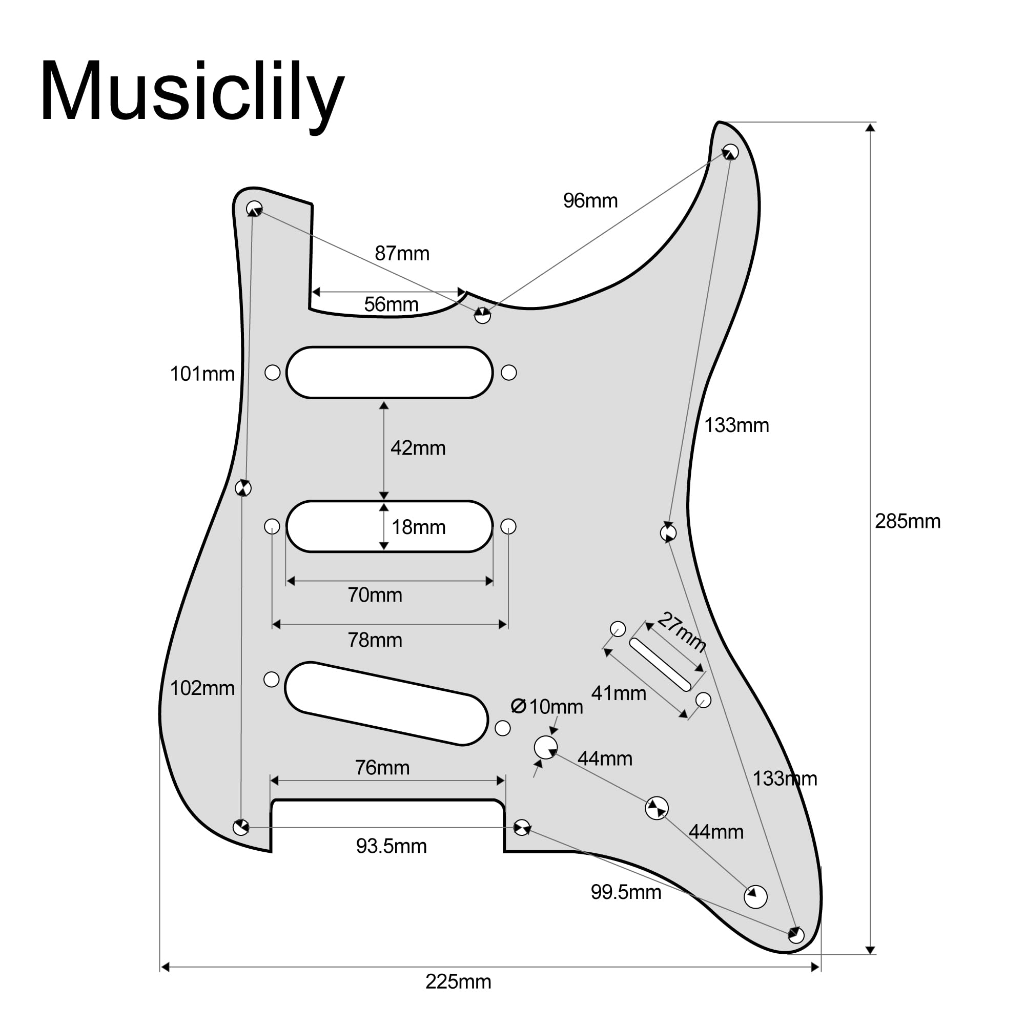 Musiclily Pro 8-Hole 50s 57 Vintage Style Strat SSS Guitar Pickguard for American Stratocaster, 3Ply Cream