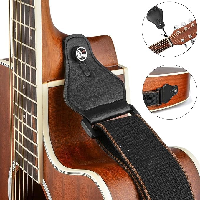 ROTOPATA Guitar Strap, Electric Guitar Strap with Pick Holders, PU Leather Ends Acoustic Guitar Strap with 2 Buttons 2 Locks 3 G
