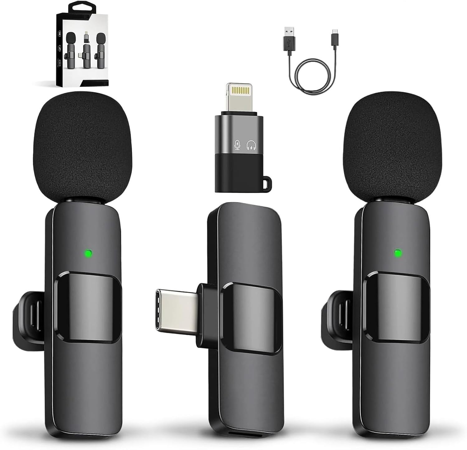 Deoxys 2 X Wireless Microphones For Iphone, Android, Ipad Wireless Mic With Noise Redcution & Crystal Clear Sound | Clip On Micr