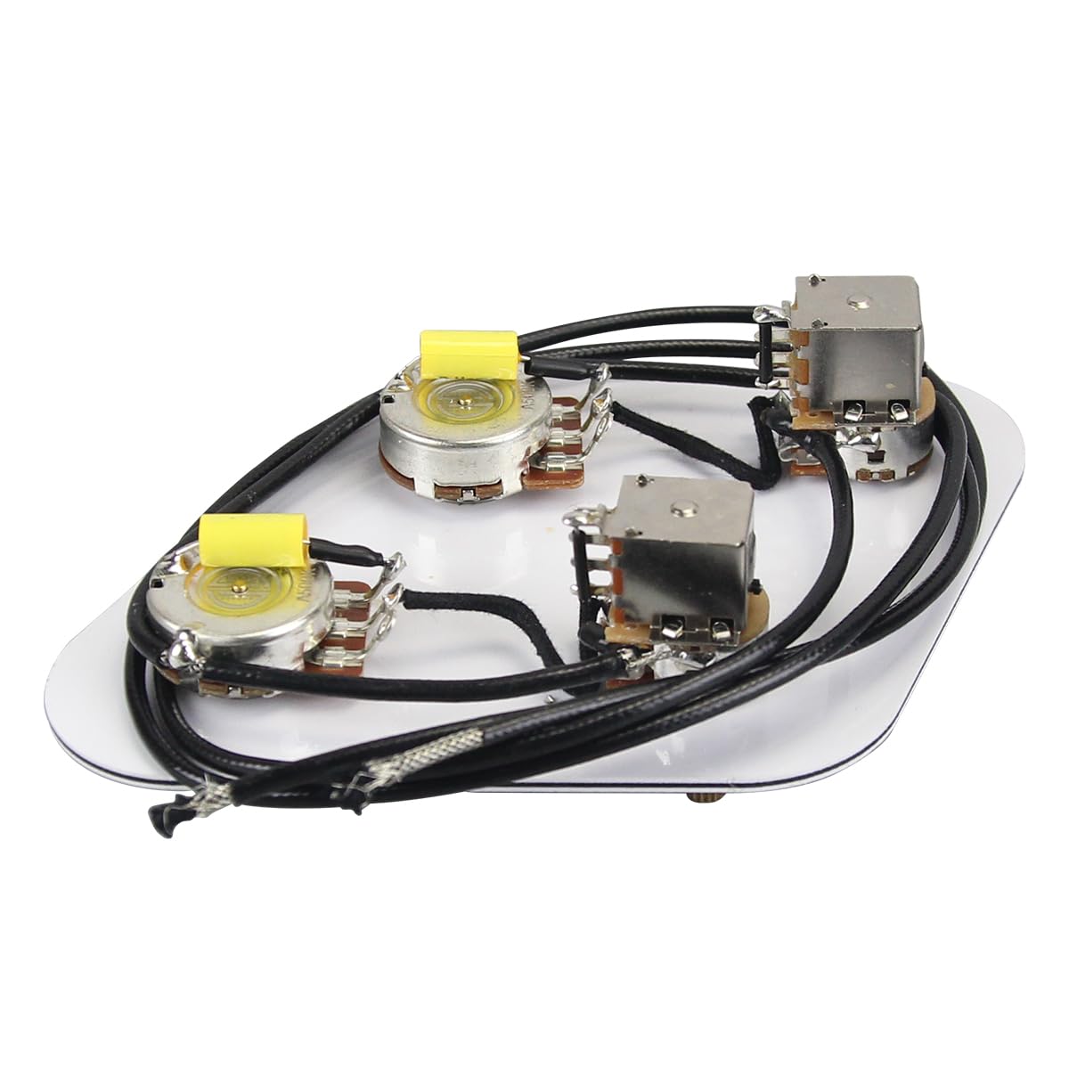 FLEOR 2T2V Prewired Wiring Harness Kit 3 Way Switch Push-Push Pots for LP Style Guitar