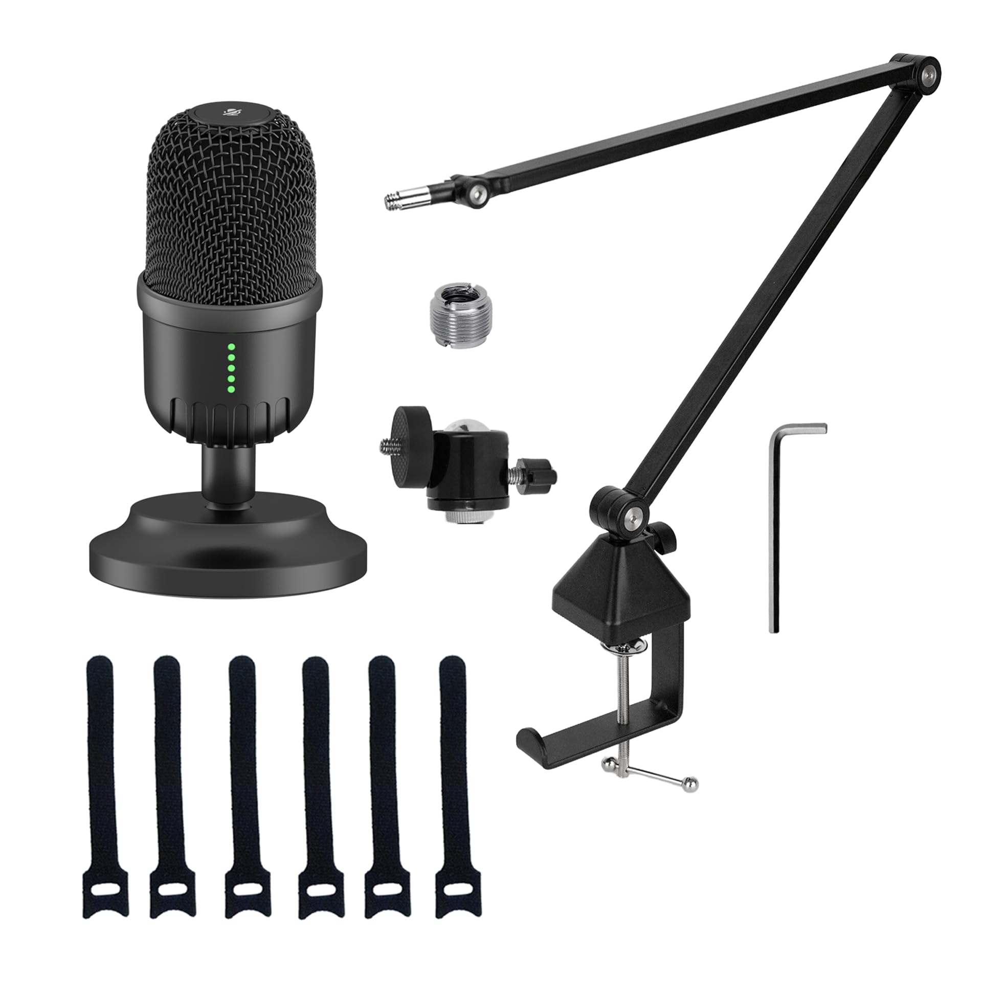 Kreo Rec Condenser Microphone With Rod V2 Boom Arm |Condenser Mic For Podcast | Type-C & Usb Mic For Professional Audio & Youtub