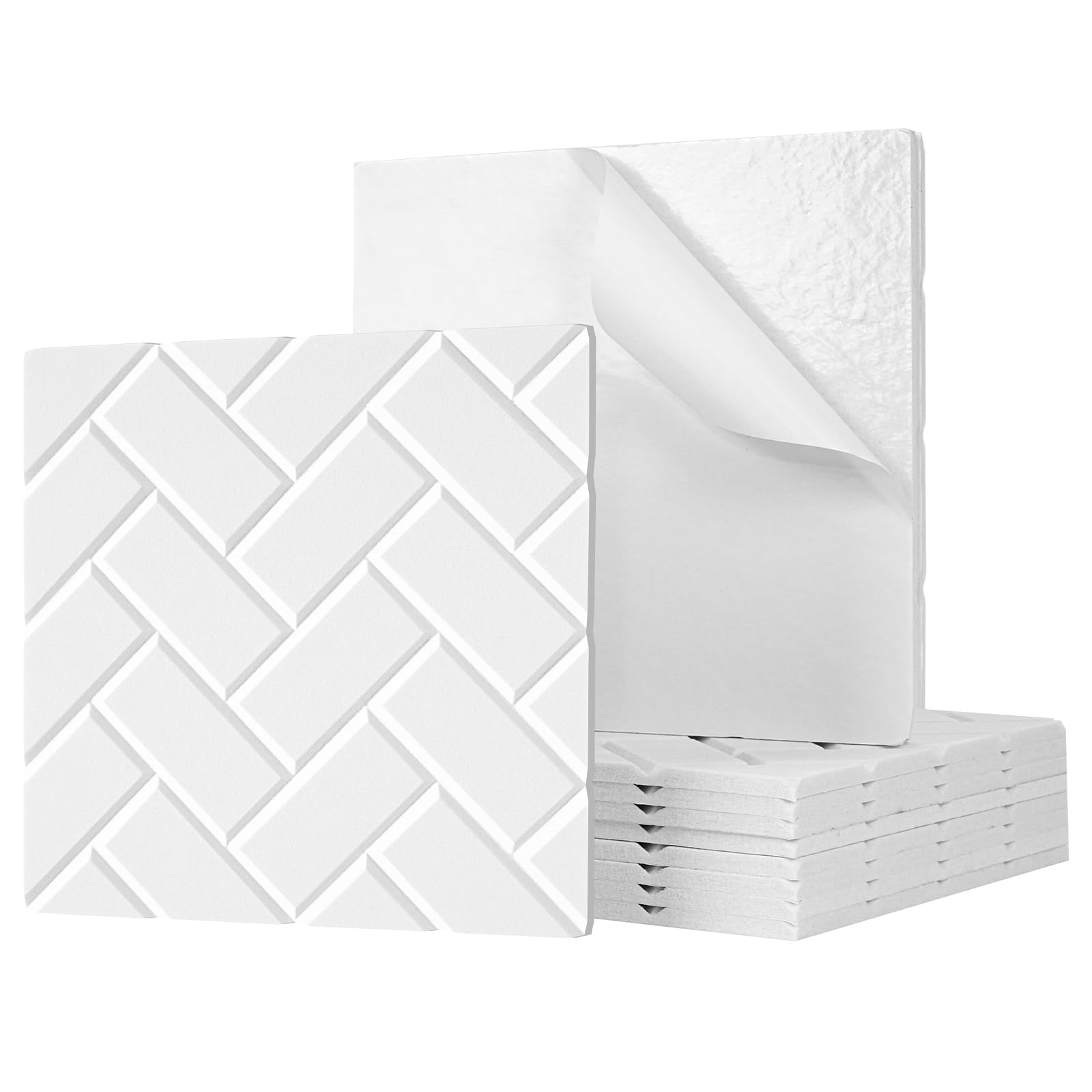 Tutmyrea 12 Pack Self-Adhesive Acoustic Panels, 12''X12''X0.4'' Brick Pattern Soundproof Wall Panels, High Density Sound Absorbi
