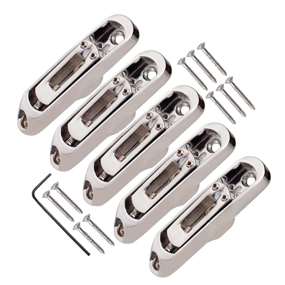 Jd Moon 4 Or 5 String Bridge Saddles Heavy Duty Individual Bass Bridge Tailpiece (Chrome 5Pcs)