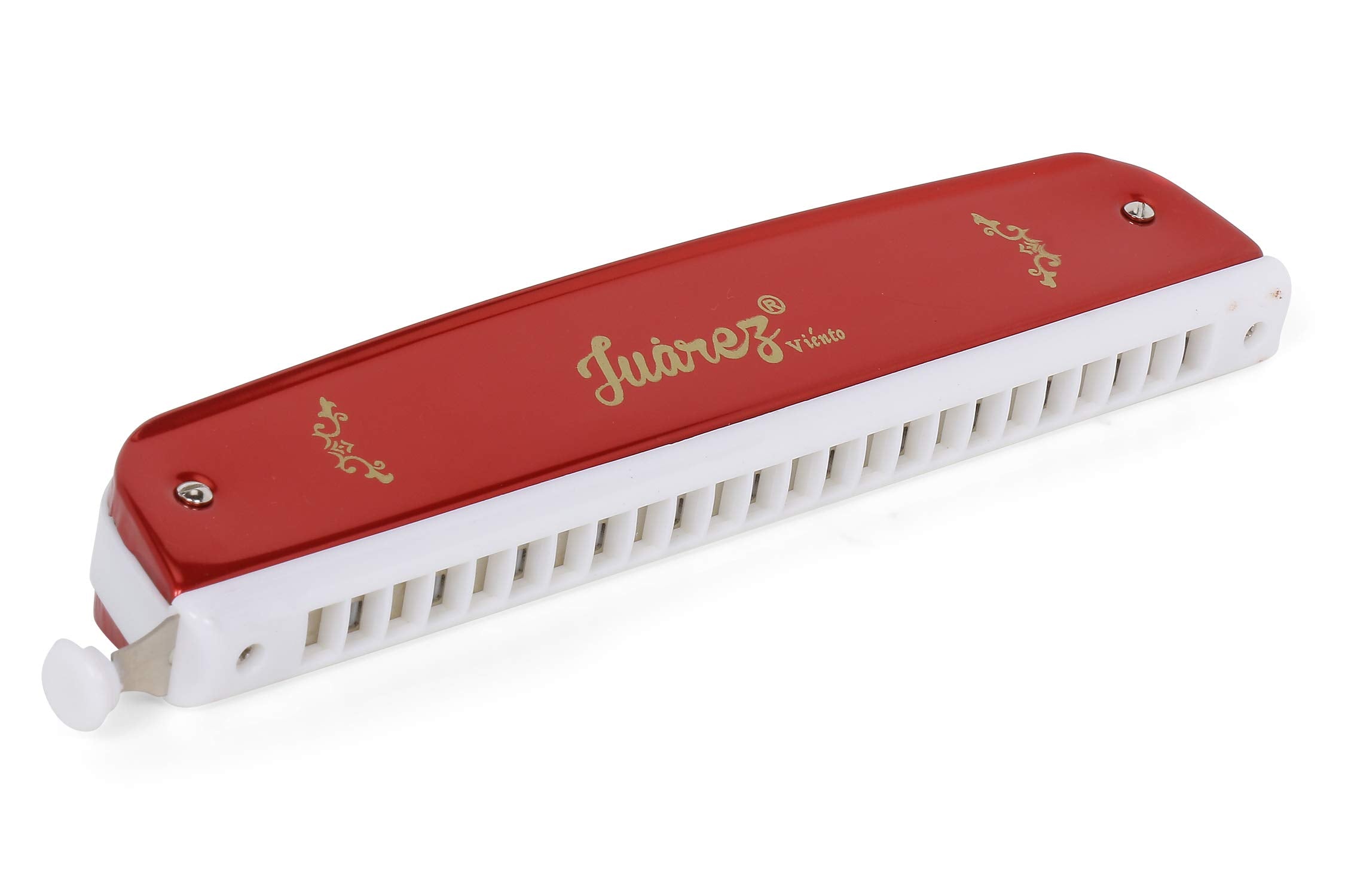 Juarez 24 Holes Jrh24Chrd Harmonica Brass Reed Plate Aluminum Cover Chromatic Tower Mouth Organ With Case Red