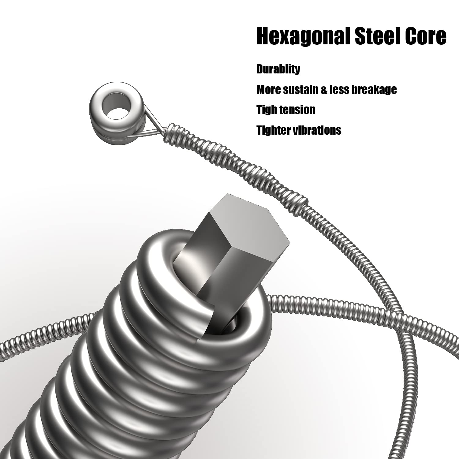 MUSCELL Electric Guitar Strings Handmade Nickel Plated Hex Core Steel Colorful Ball End-3 Packs-6 String-Medium 11-52