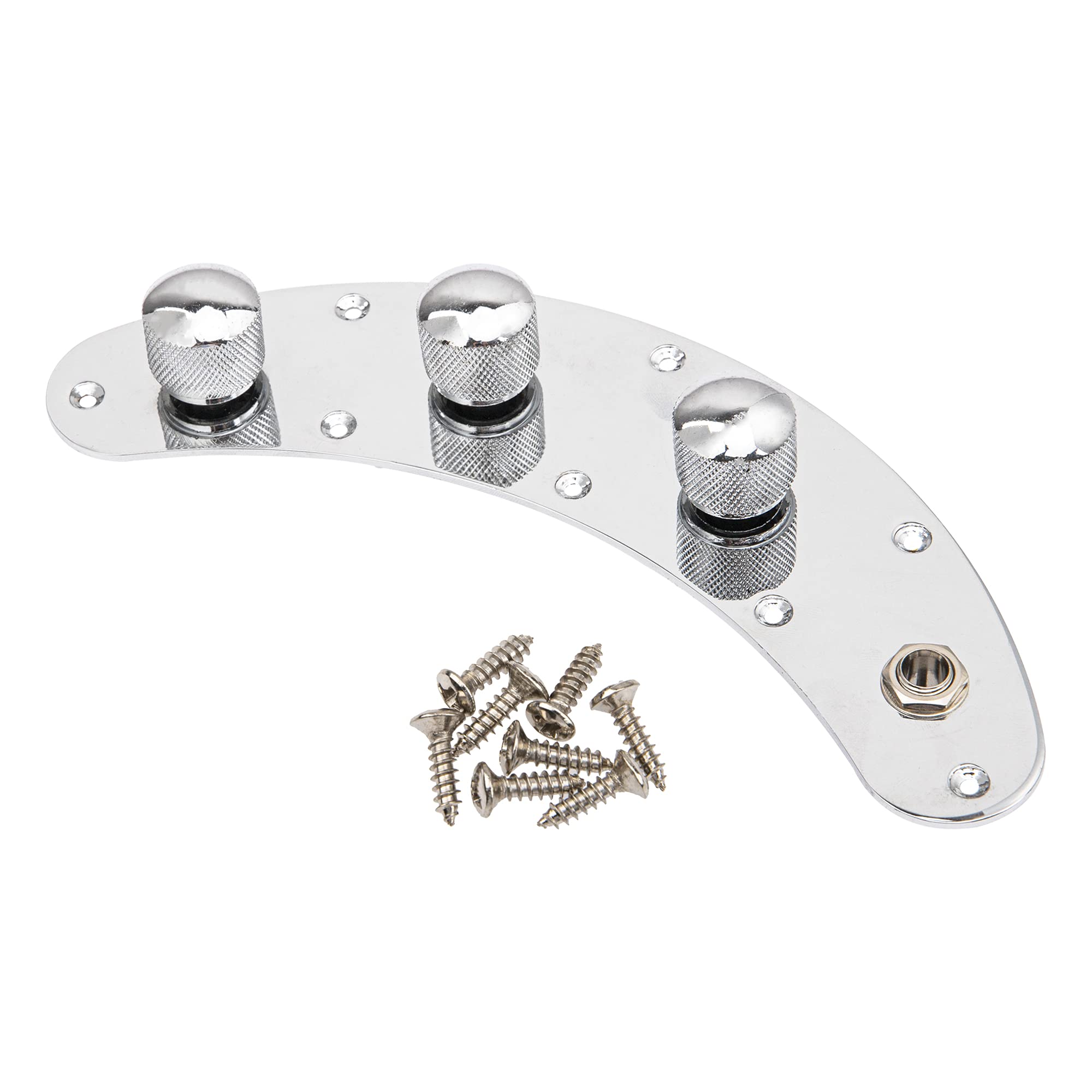 1Pcs Yootones Prewired Bass Switch Control Plate Wired Loaded Control Plate With Switch Knob Compatible With Electric Bass (Silv