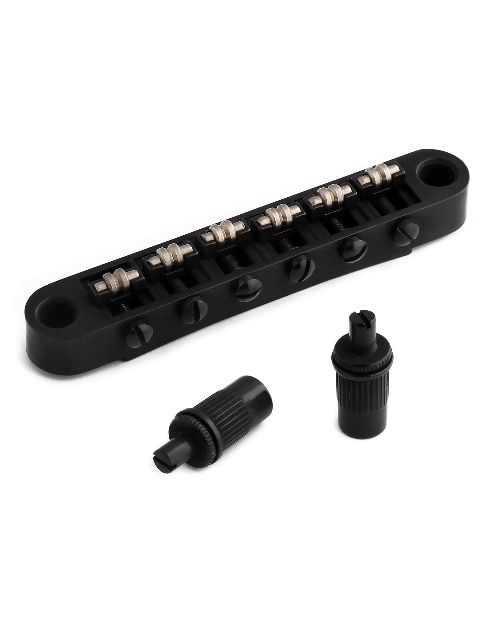 Holmer Tune-O-Matic Style Guitar Bridge Roller Saddles 6 String Black Plated Compatible With Lp Les Paul Sg Style Electric Guita