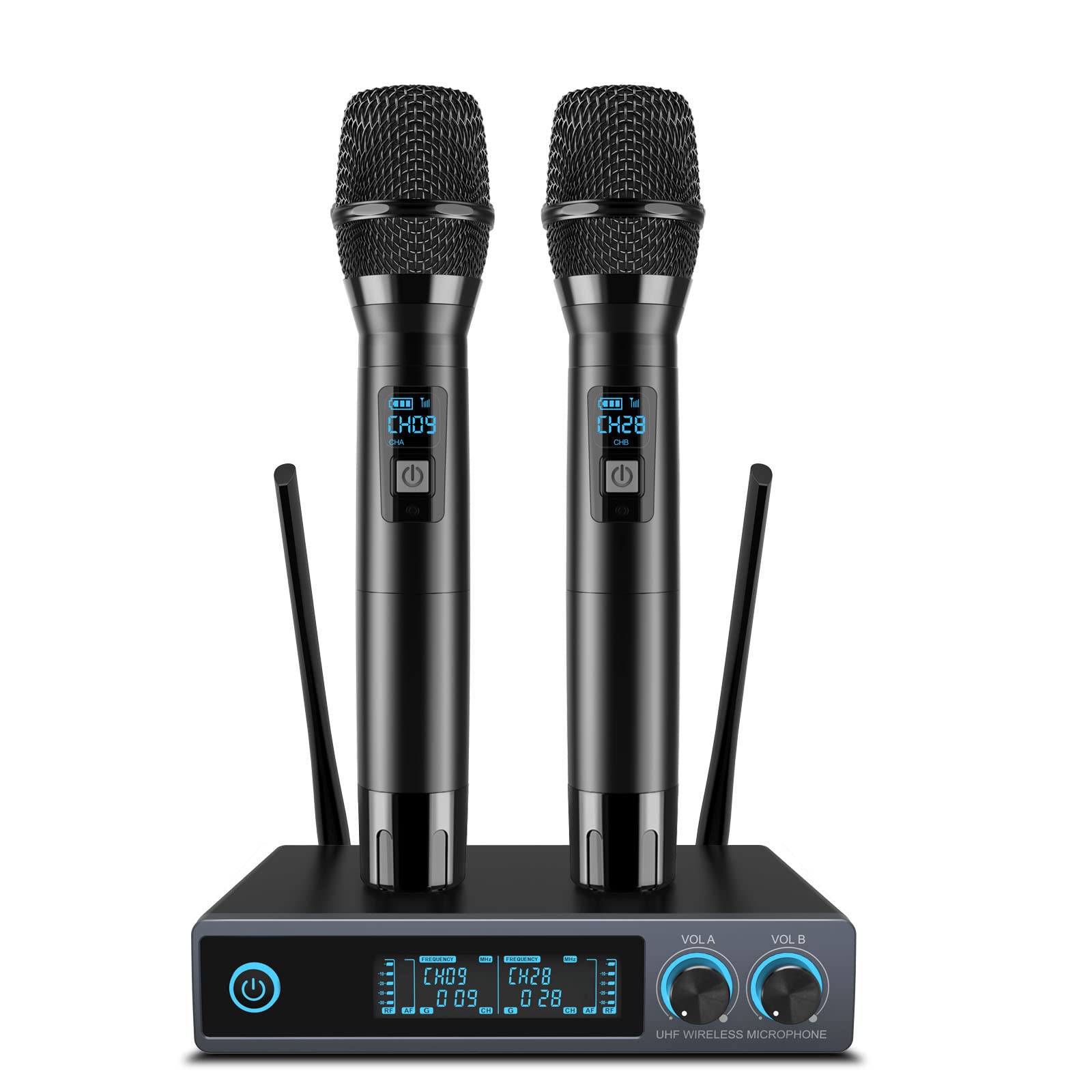 Vegue Wireless Microphone, Metal Dual Professional Uhf Cordless Dynamic Mic Handheld Microphone System For Home Karaoke Party, M