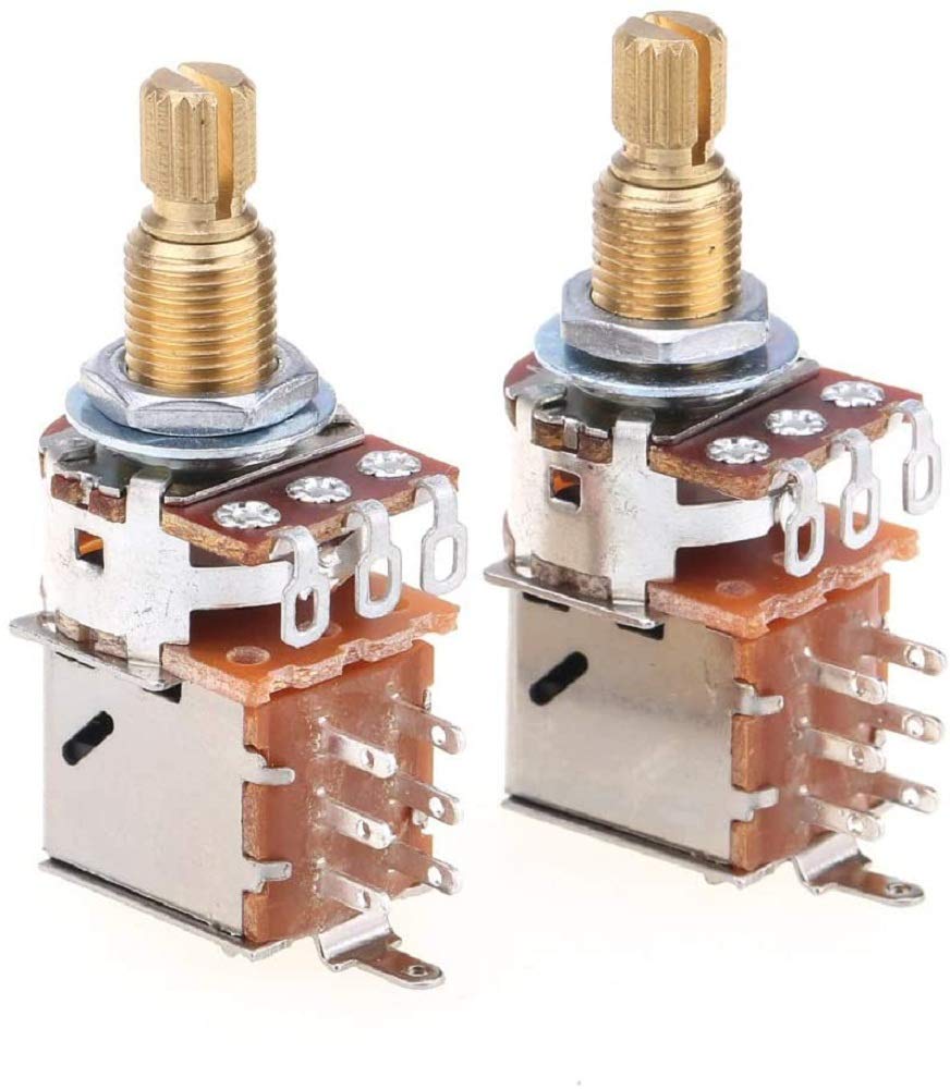 A500k Push Pull Audio Taper Potentionmeters Volume Tone Switch Full Metric Sized Control Pots Shaft 18mm for Guitar Bass Accesso