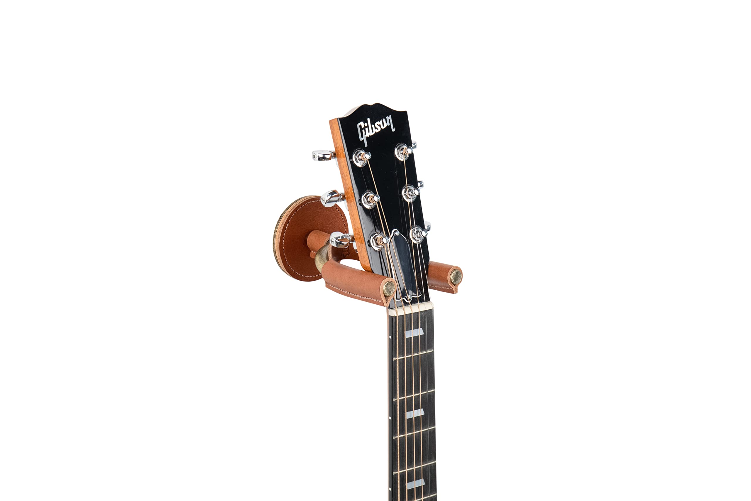 Levy'S Leathers Forged Steel Guitar Hanger; Brass Metal With Tan Veg-Tan Leather Yoke Wraps (Lvy-Fghngr-Brtn), Medium