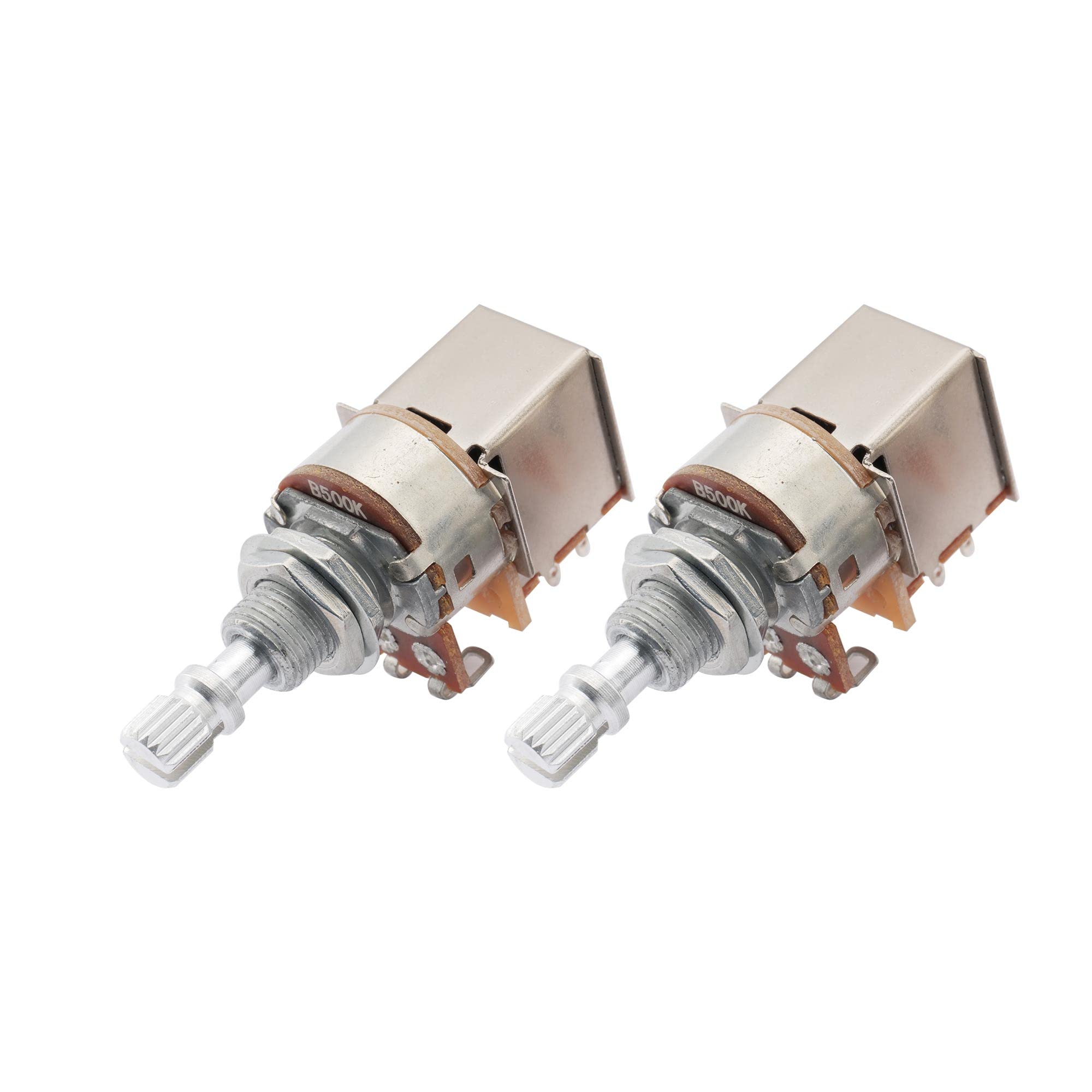 Musiclily Metric 18mm B500k Push Pull Guitar Pots Linear Taper Split Shaft Potentiometers for Electric Guitar or Bass(2 Pcs)