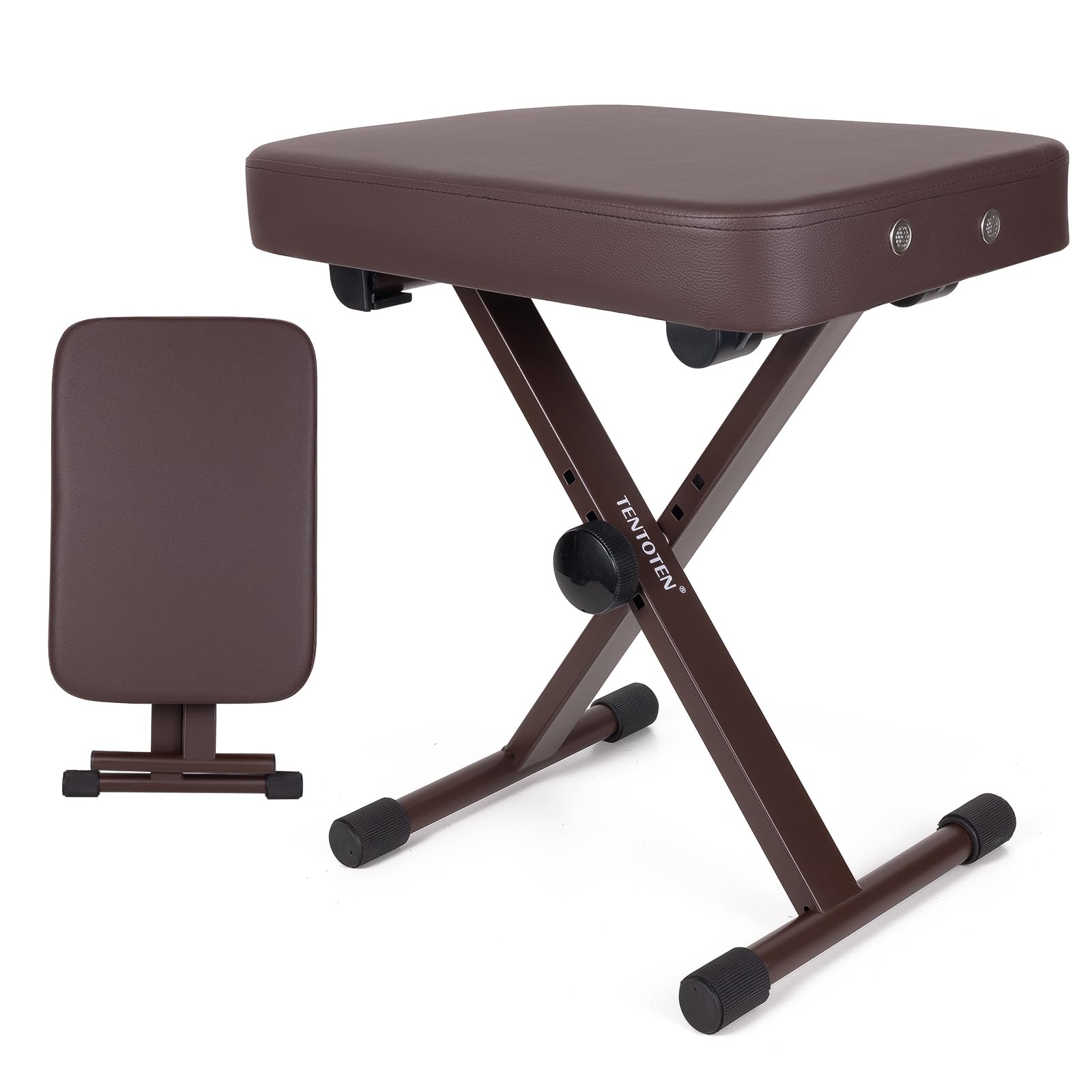 TENTOTEN Piano Bench Portable Piano Stool, Keyboard Bench Adjustable Piano Bench Foldable Piano Seat with 2.4 Inch Thickness Hig