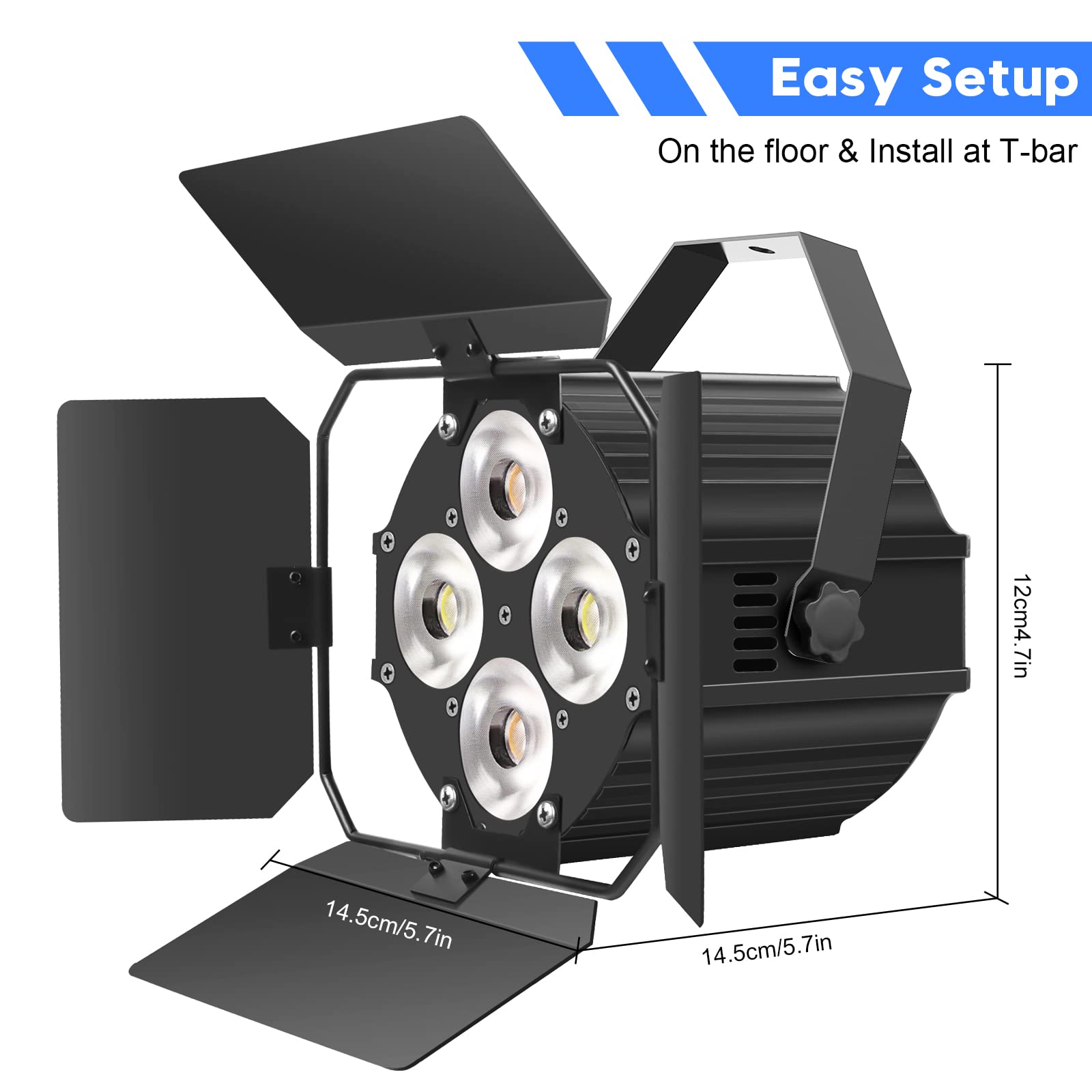Stage Light with Barn Doors, 2 Pack LED Par Light DMX512 Professional DJ Par Lights Spotlight for Theater Studio Photostudio Hom