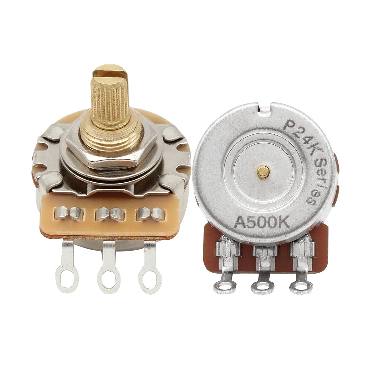 Fleor 2Pcs A500K Audio Pots 15.5Mm Short Split Shaft Guitar Potentiometer, 24-Tooth