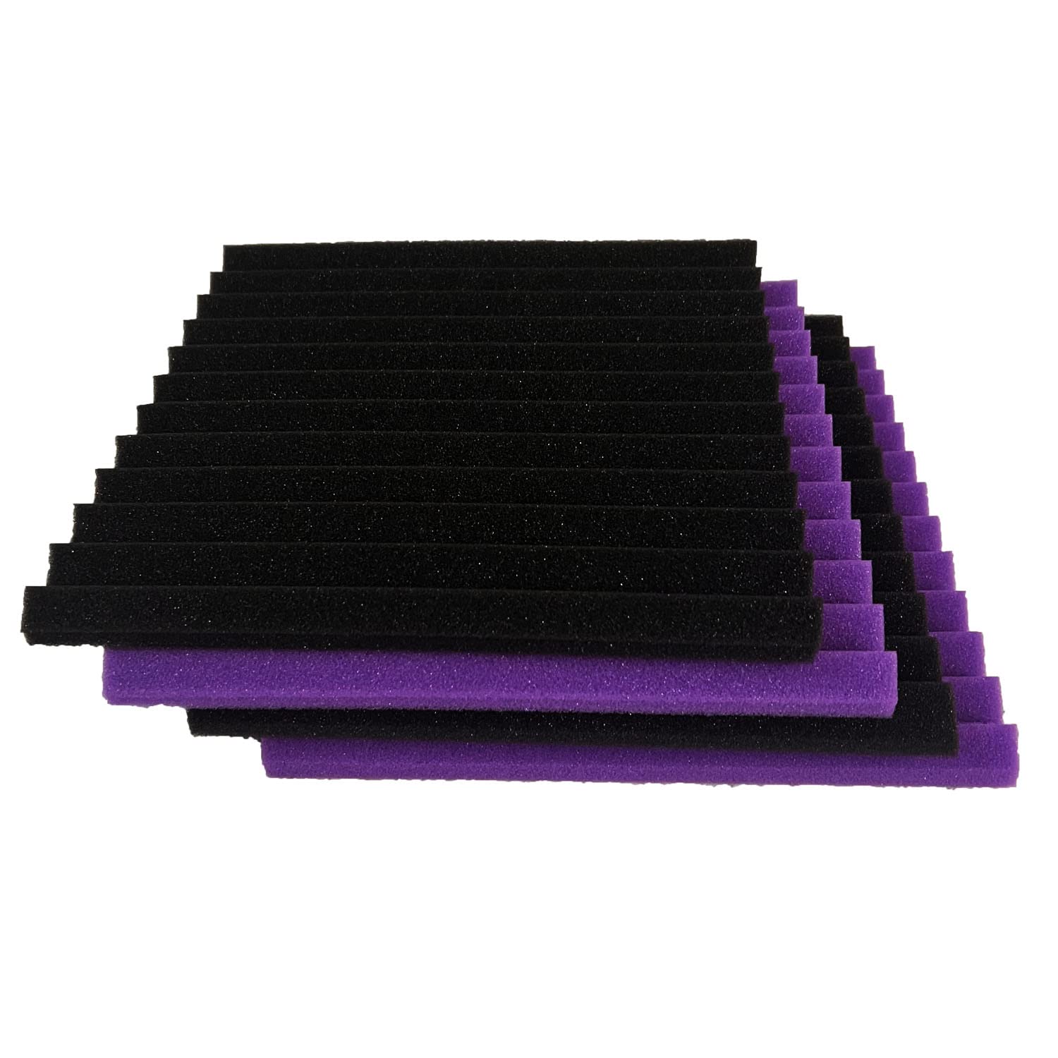 96 Pack Allxinlog Absorb the echo Acoustic Foam Panel Wedge Studio Soundproofing Wall Tiles 12'' X 12'' X 1'' (48Purple+48Black)