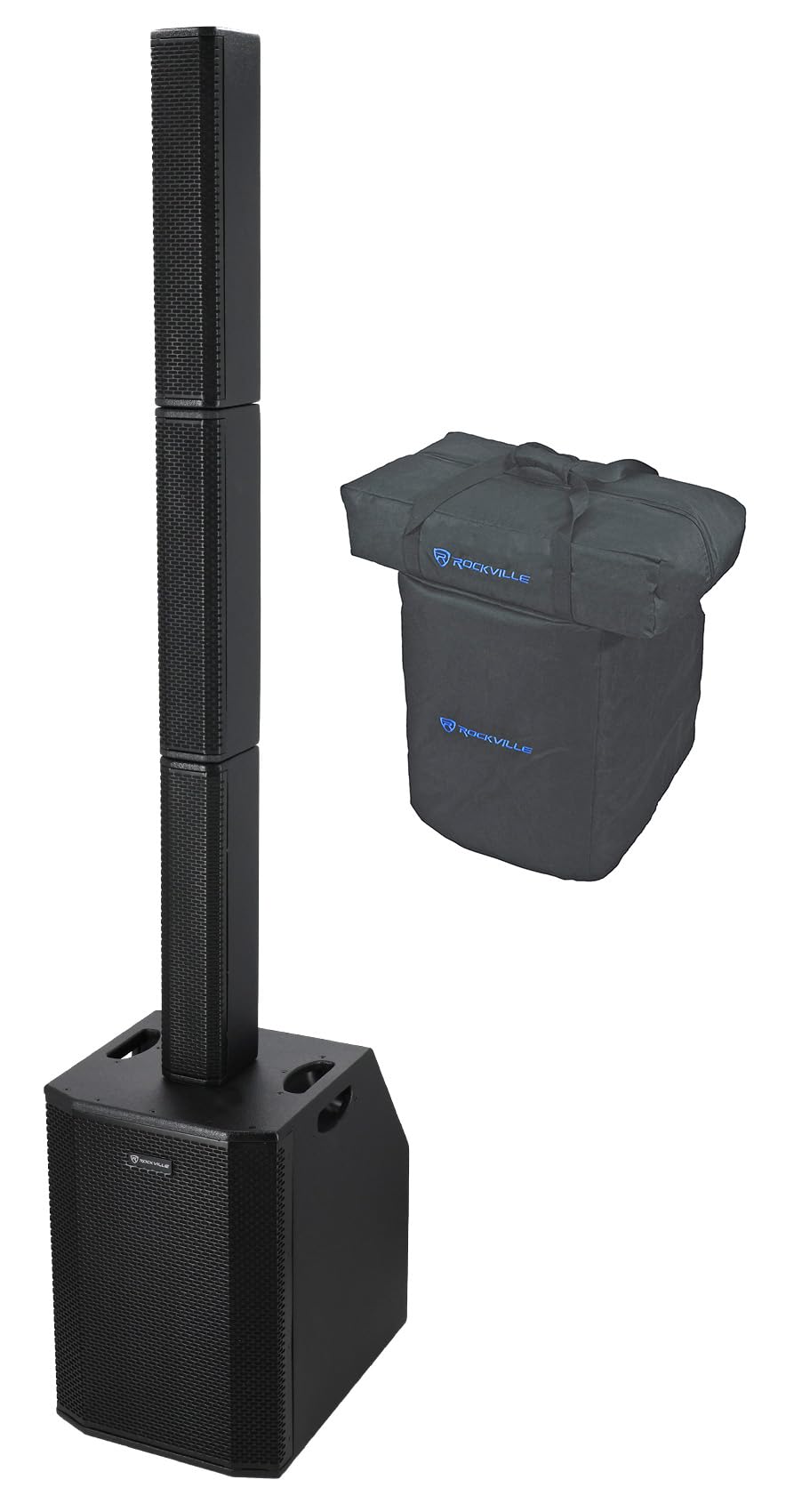 Rockville Titan Array Speaker System V2 Lightweight Column PA, Dual 10 Inch Subwoofers, 3200W Peak, Bluetooth, Black