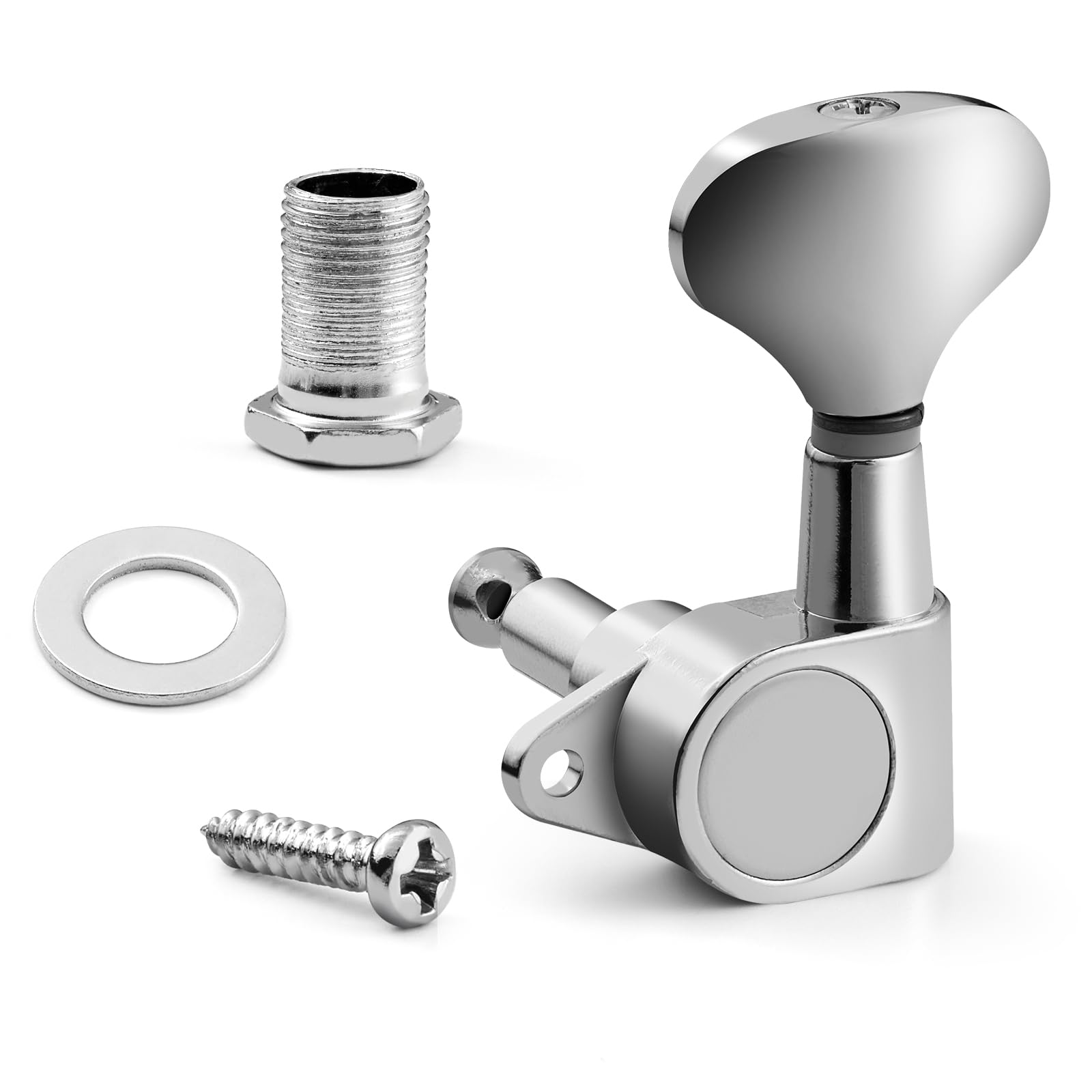Vangoa 3L3R 6 Pieces Guitar String Tuning Pegs Tuner Machine Heads Knobs Tuning Keys for Acoustic or Electric Guitar, Chrome, Si