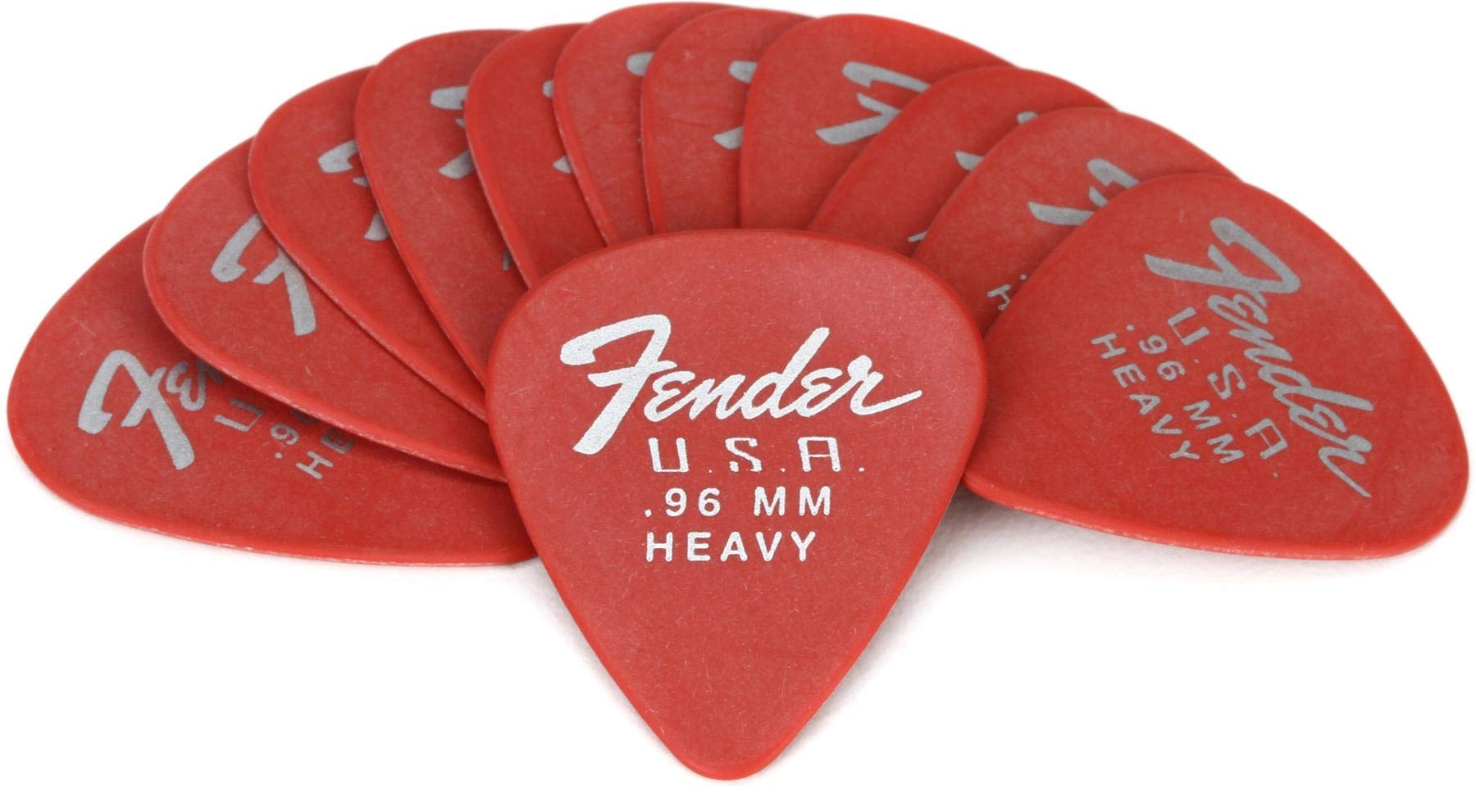 Fender Dura-Tone Delrin Guitar Picks 351 Shape, Fiesta Red, 0.96Mm, 12-Pack