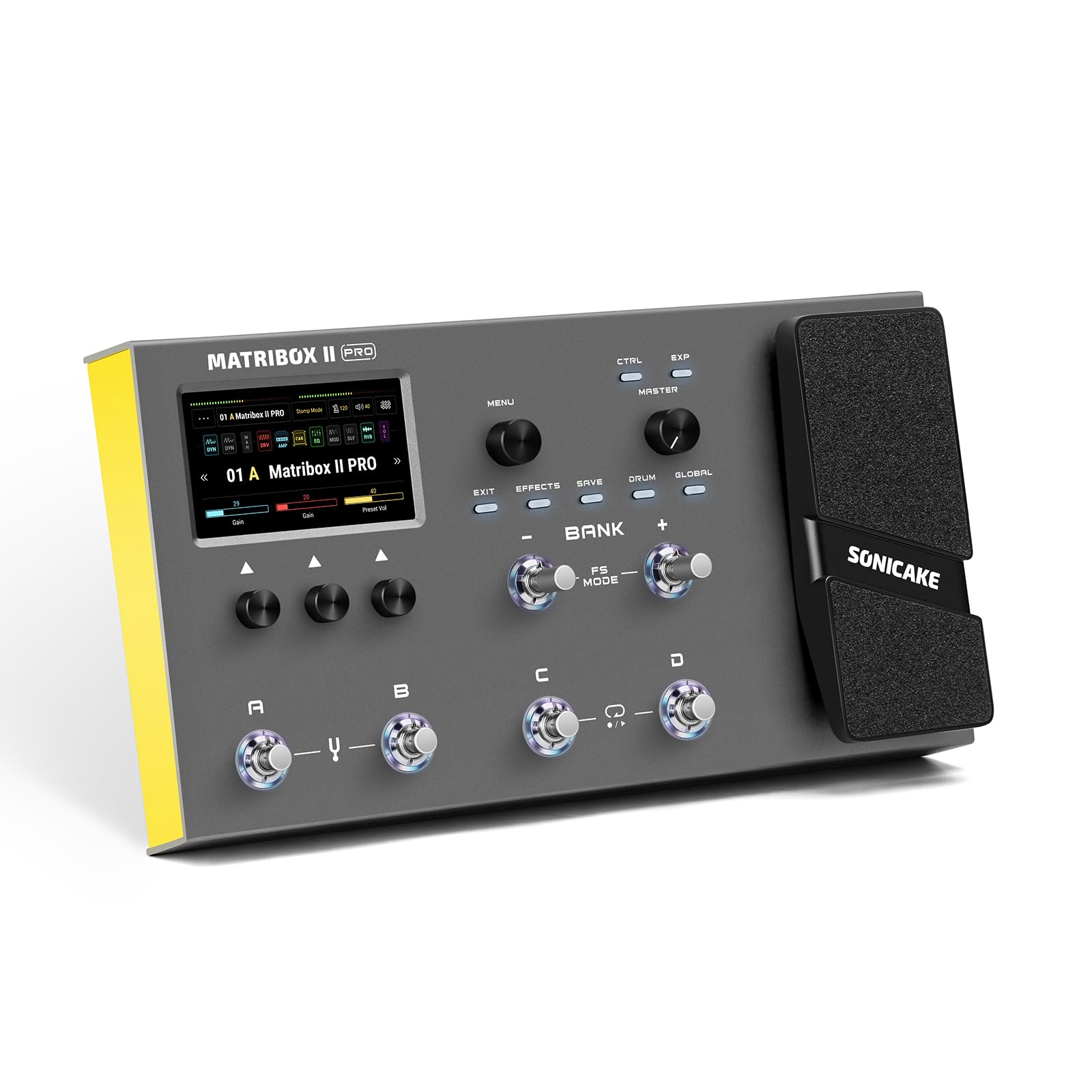 Sonicake Qme-200 Matribox Ii Pro Multieffects Guitar Pedal With Expression, Over 240 Built-In Guitar Effects, Amplifier Modeling