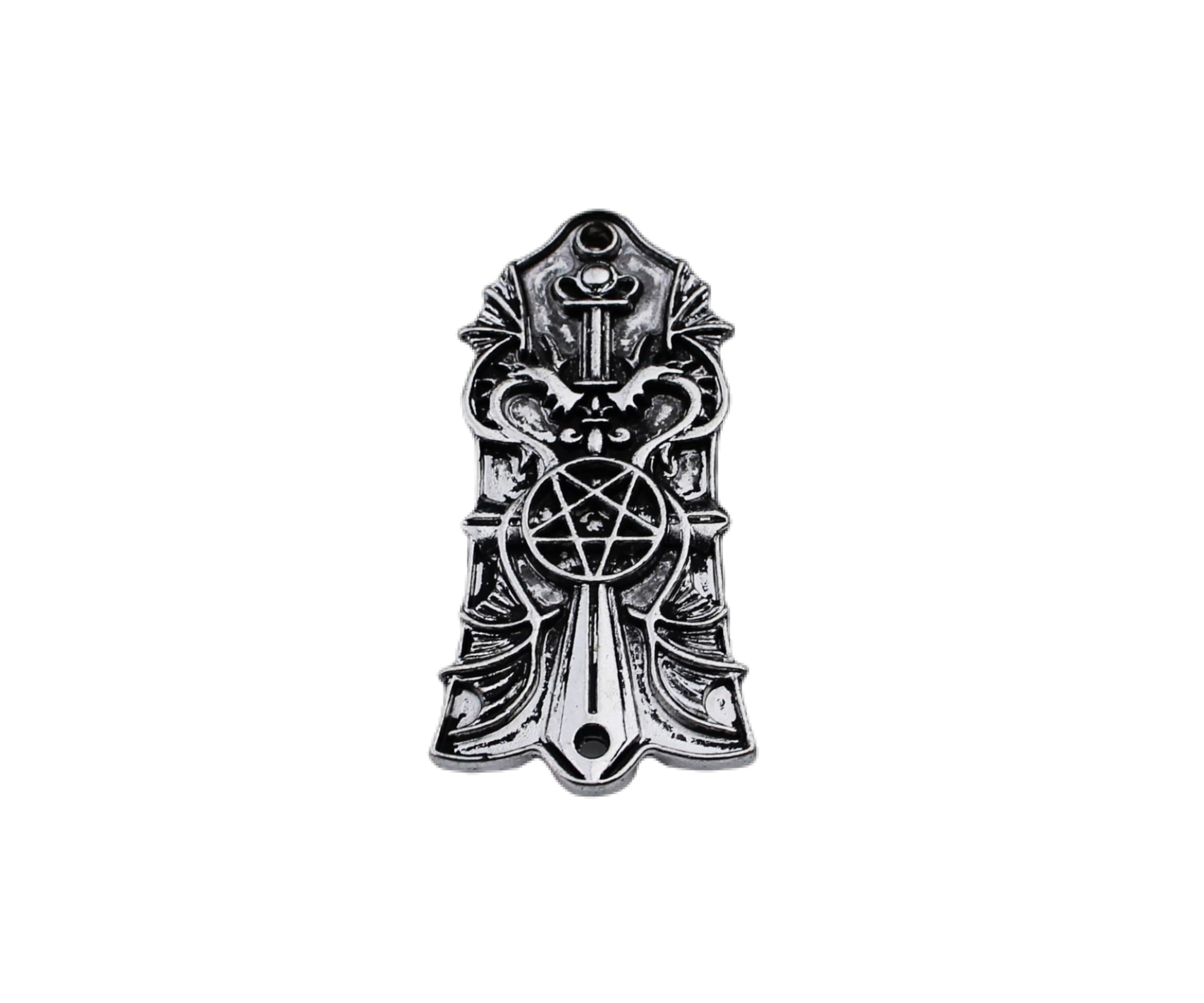 Guyker 1 Pcs Guitar Head Cover 2 Holes, Zinc alloy Guitar Truss Rod Cover for LP Style Guitar Accessories Parts, JA2003, Ancient
