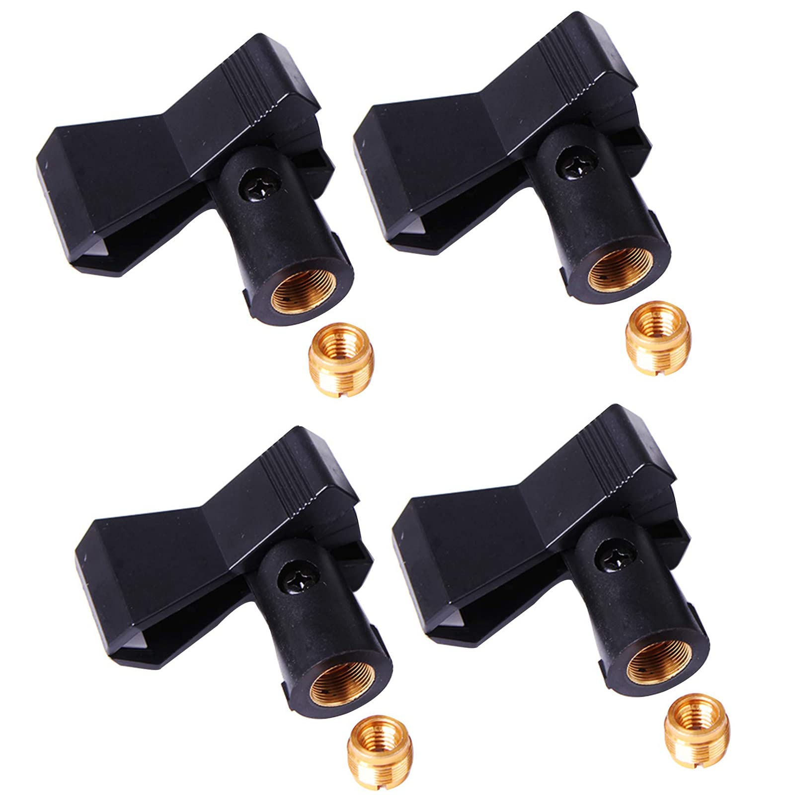 Microphone Clips for Stands,4 Pack Universal Wireless Mic Clip Holder with 5/8 to 3/8 Microphone Adapter,Knob Adjustable 180 Deg
