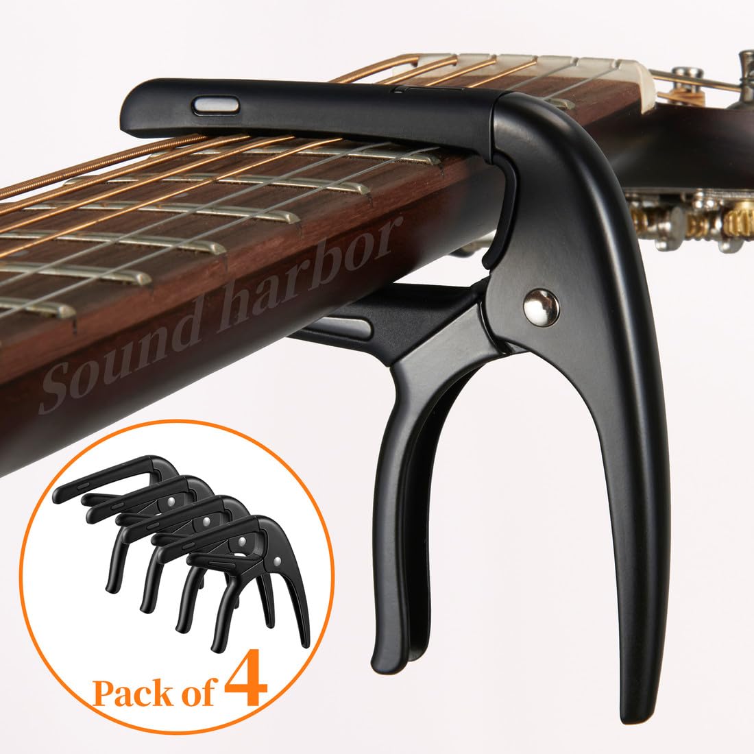 Guitar Capo for Acoustic and Electric 6 String Guitars (4 Pack Black Capo)