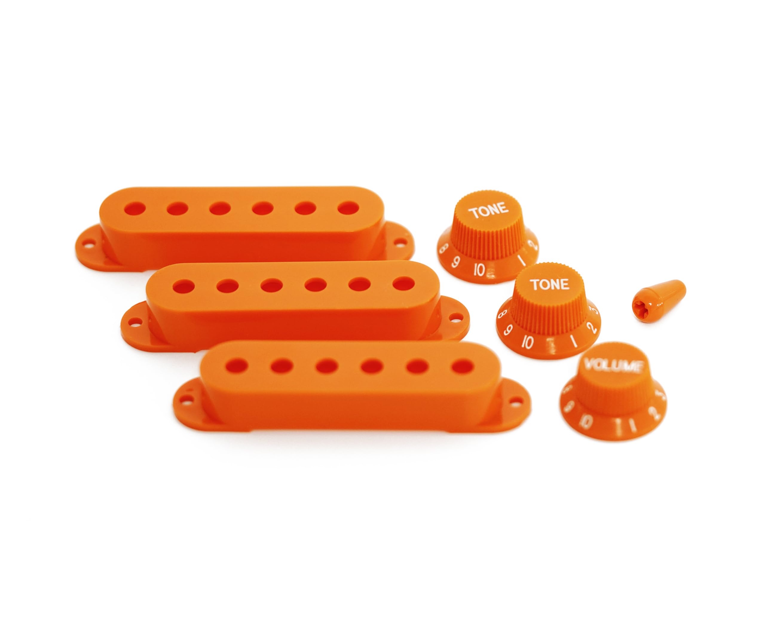 Guyker 3Pcs Plastic Guitars Single Coil Pickup Covers (52Mm Pole Spacing) & 1 Volume 2 Tone 1V2T Switch Knobs & Switch Tip Cap P
