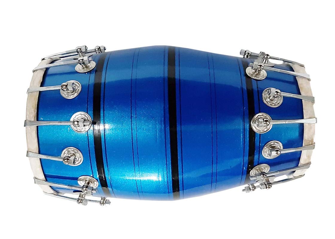 Gt Manufacturers Wooden Musical Dholak Instrument Drum Nuts & Bolt (Blue)