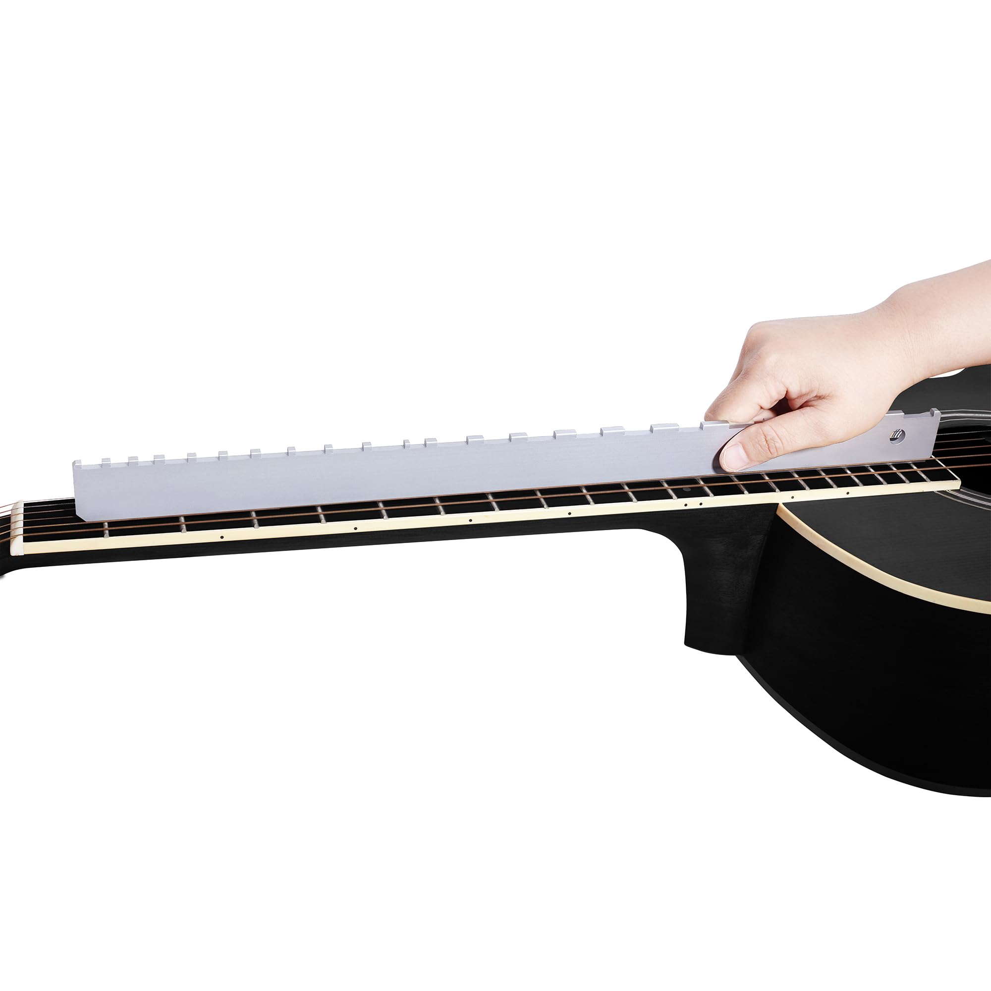 Muzikion 4mm Thick Guitar Neck Notched Straight Edge, Professional Guitar Neck Maintenance Setup Tool, Luthiers Repair Tool for
