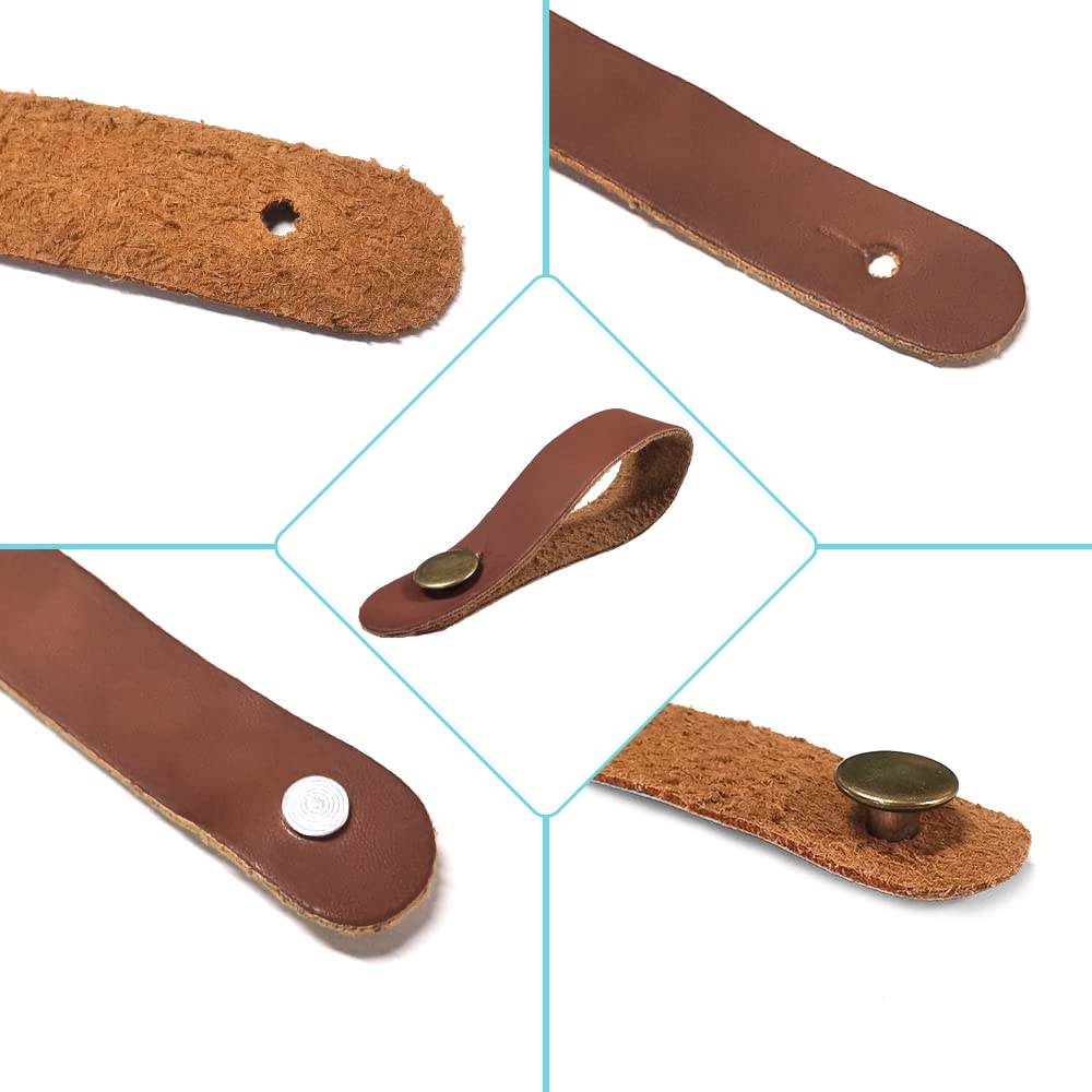 SourceTon 6 Pieces Guitar Strap Button and 3 Pieces Guitar Strap Locks, Leather Guitar Neck Strap Button, Guitar Strap String, G