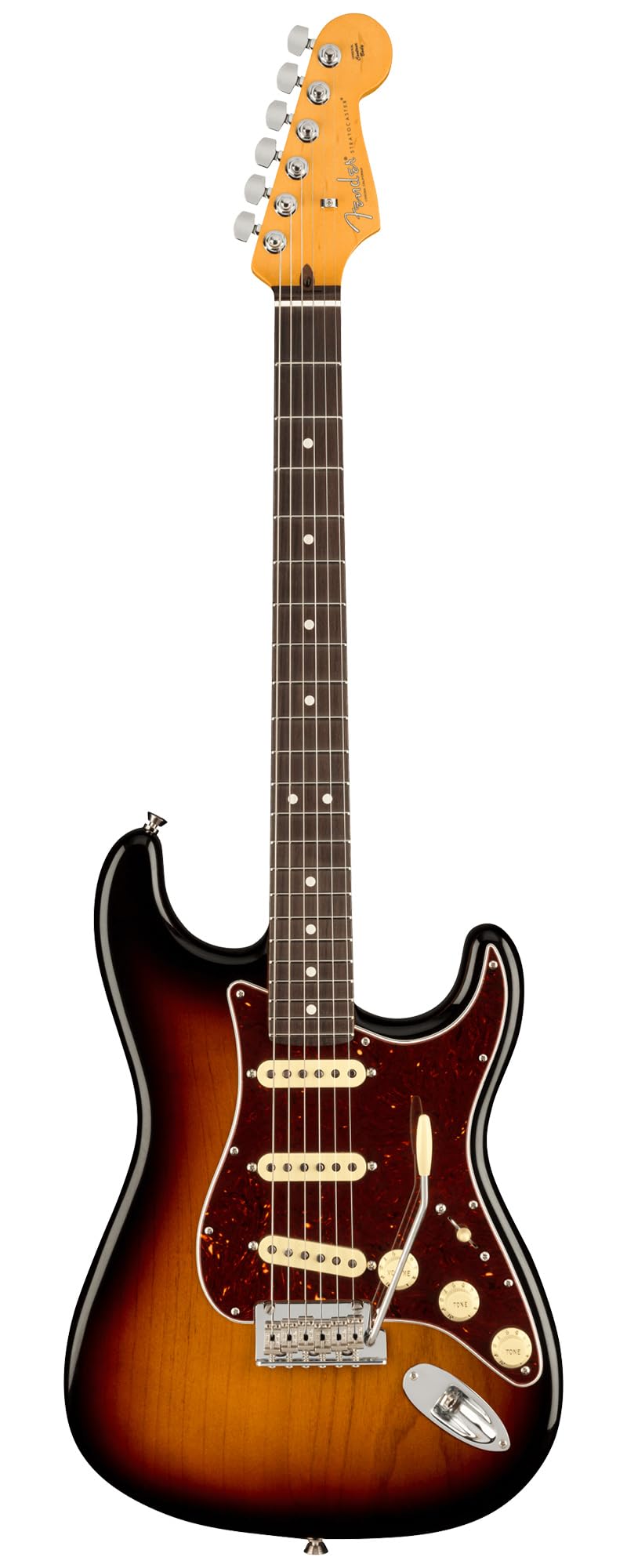 Fender American Professional II Stratocaster - 3-Color Sunburst Bundle with Case, Strap, Cable, and Guitar Cleaning Kit