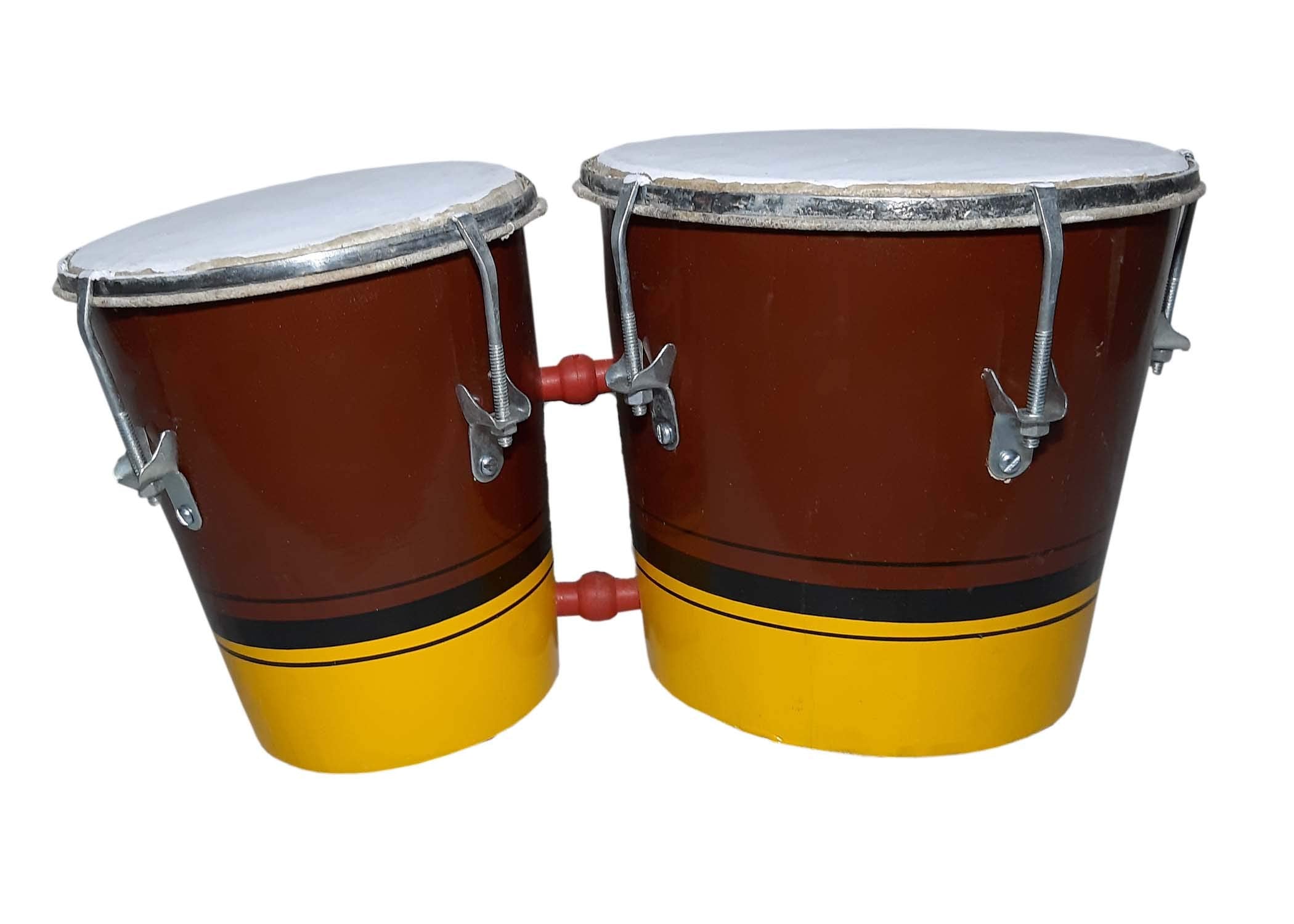 Gt Manufacturers Professional Two Piece Hand Made Wooden Bango Drum (Brown & Yellow)