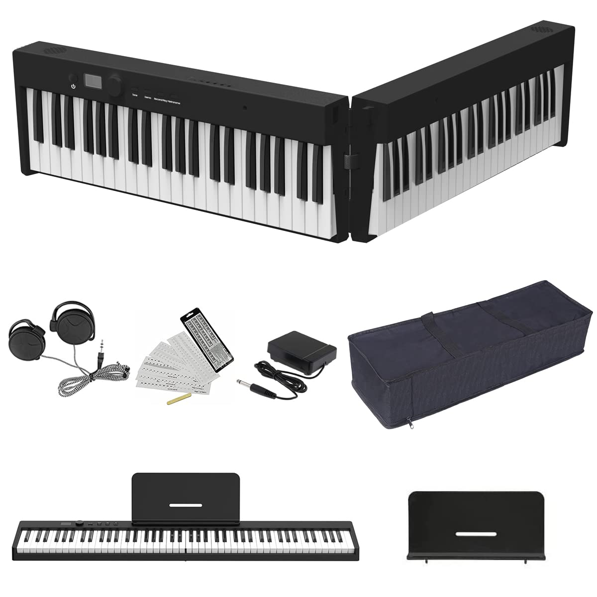 NikoMaku Digital Piano 88 Keys Foldable Portable Piano Keyboard Electric Keyboard Piano Folding MIDI Semi-weighted Touch Sensiti