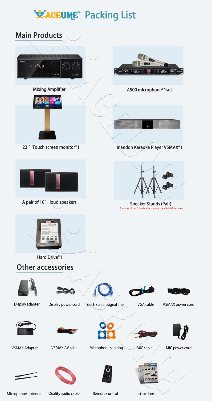 TSRINAMS520-16TB 22'' MIC Family KTV Singer Audio Set Full Karaoke Machine Home All-in-One Machine