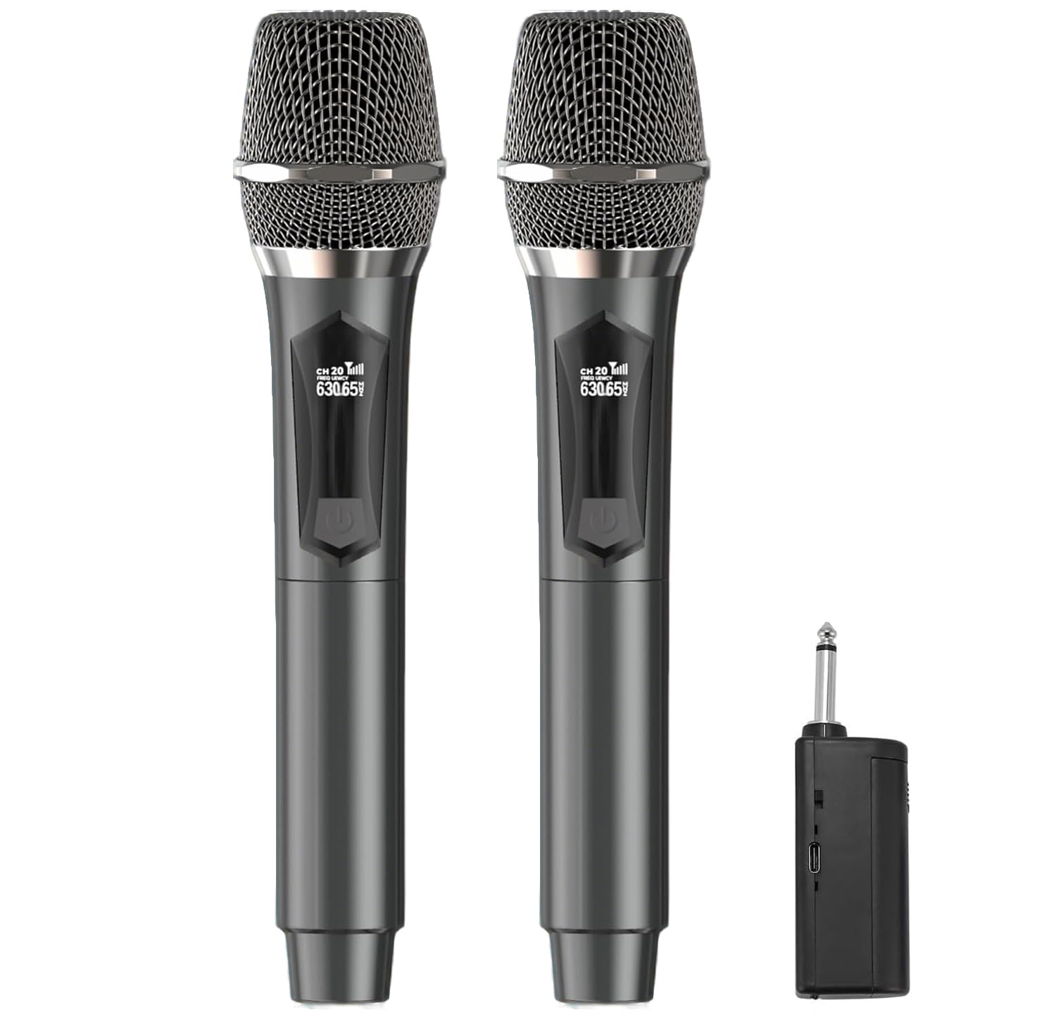 Wireless Microphone, Professional Dual Handheld Cordless Dynamic Mic System with Rechargeable Receiver(200 Ft), Karaoke Micropho