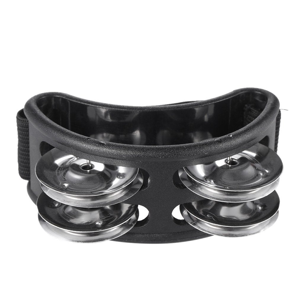 Musfunny Foot Tambourine Percussion Musical Instrument Foot Drum Set with Metal Jingle Bell for Guitar Drum Accessory (Black)