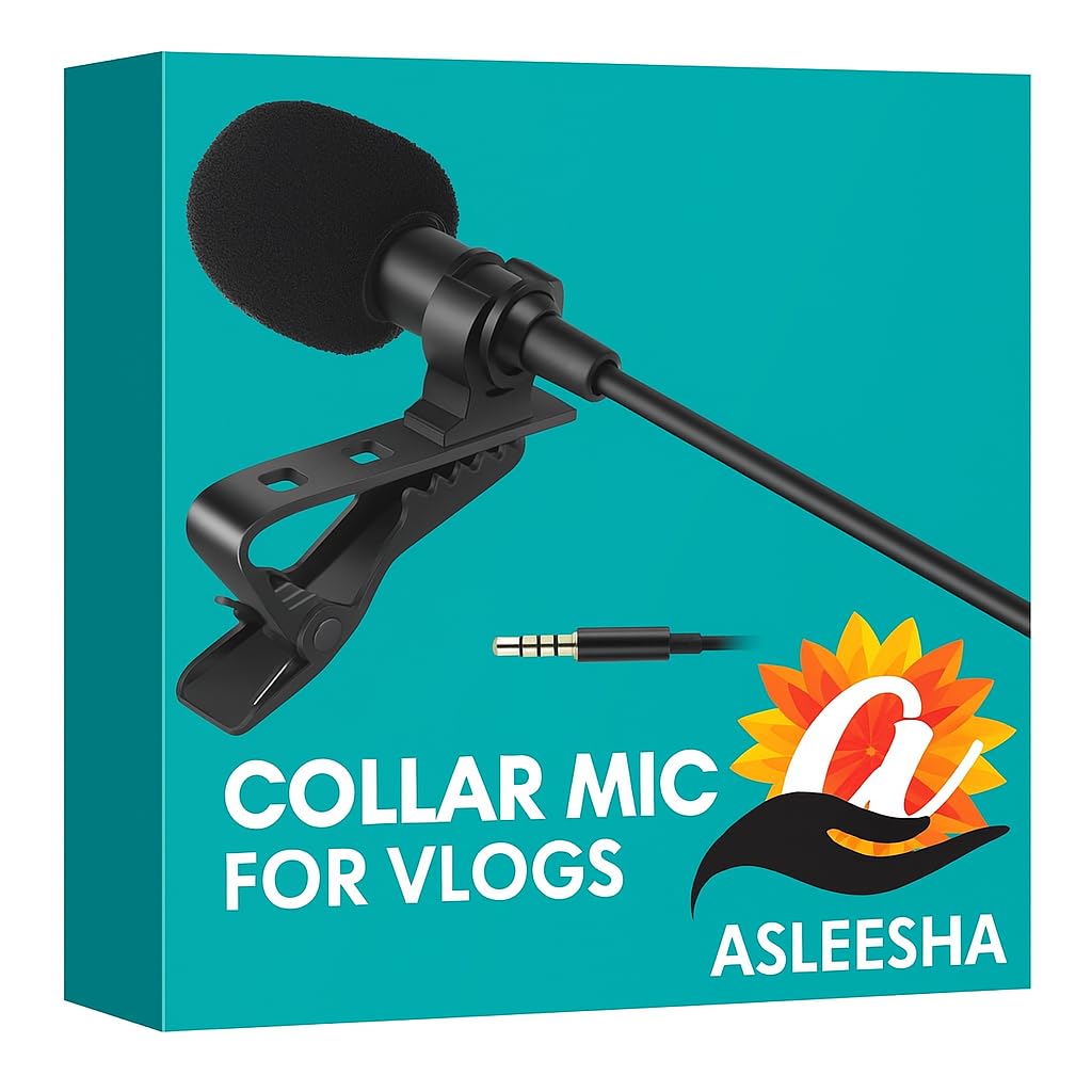 Asleesha Dynamic Mic Lapel Collar Mic Voice Recording Filter Microphone For Singing Youtube Smartphone (1.5M) - Auxiliary