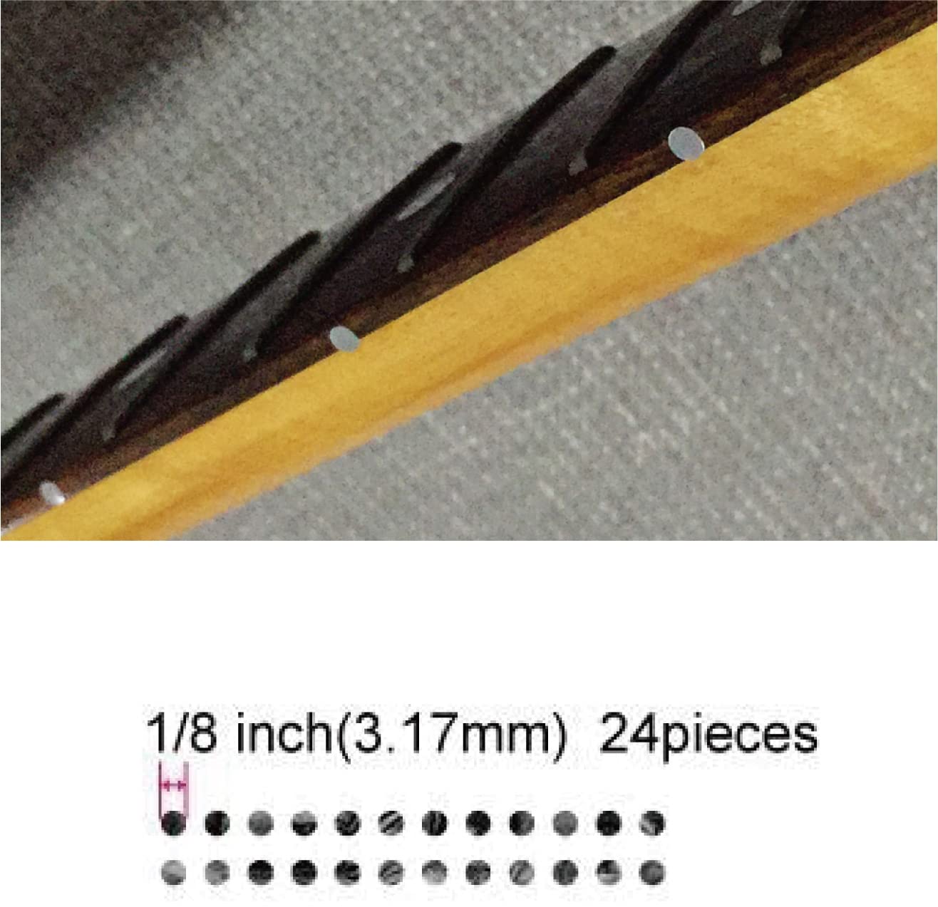 Inlay Sticker Fret Markers for Guitars & Bass - 1/8'' Small Side Marker Dots - Metallic