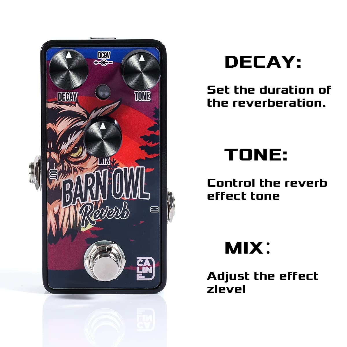 Caline Mini Guitar Reverb Pedal G008 G Series Digital Guitar Pedal with Wide Range Tone for Bass Electric Guitar