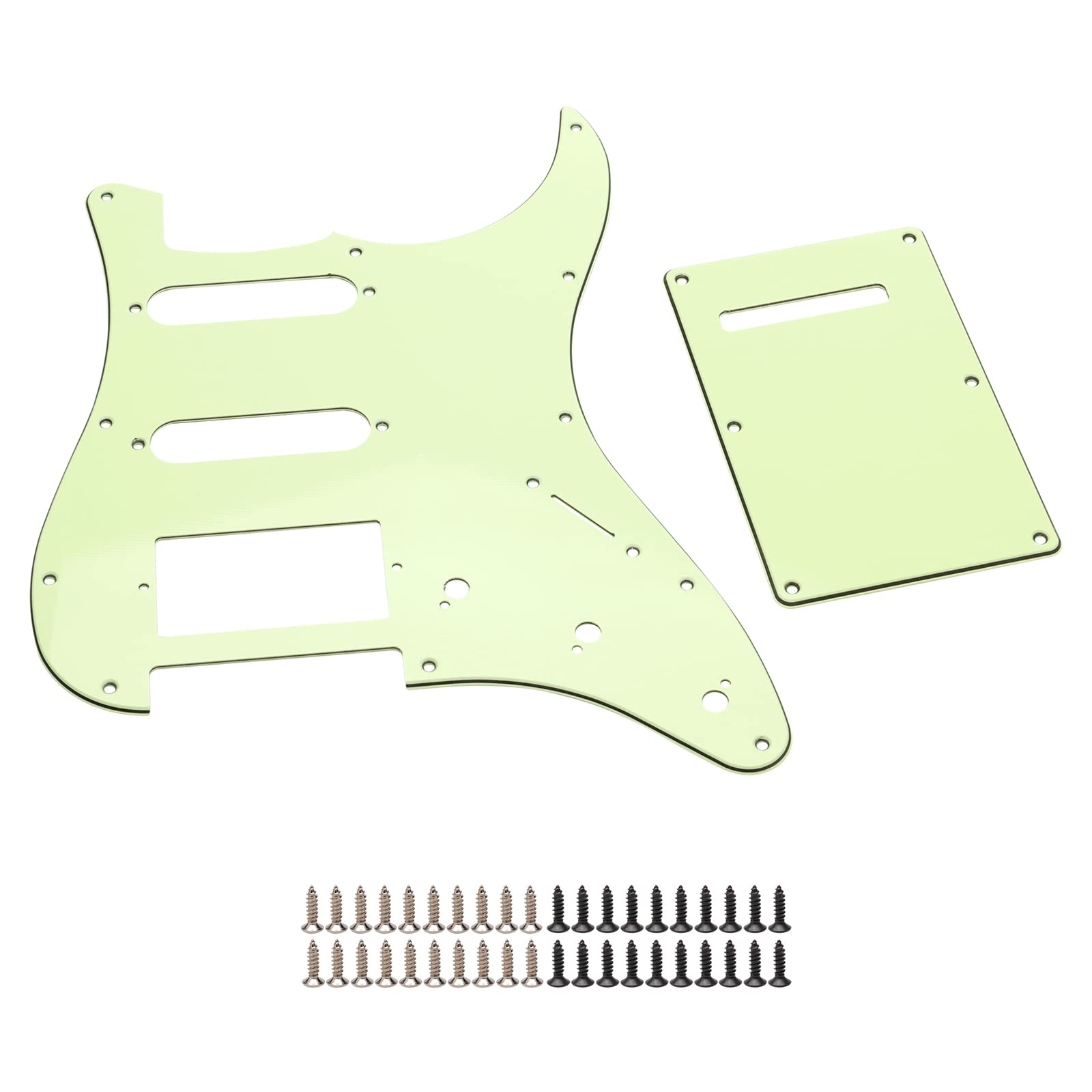 Unxuey 11 Hole Guitar Pickguard Hss Strat Pickguard Backplate Set With Pick Guard Screws For Standard Strat Modern Style Guitar