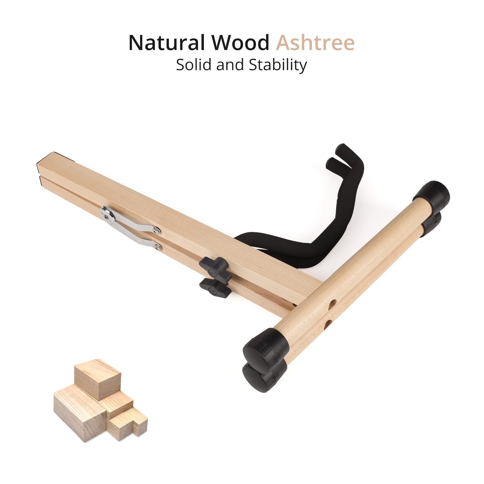 MUSO Natural Wood Guitar Stand, A-Frame Folding Holder, Easy Assembly and Portable, For Guitar,Bass,Ukulele,Banjo,Cello,Mandolin