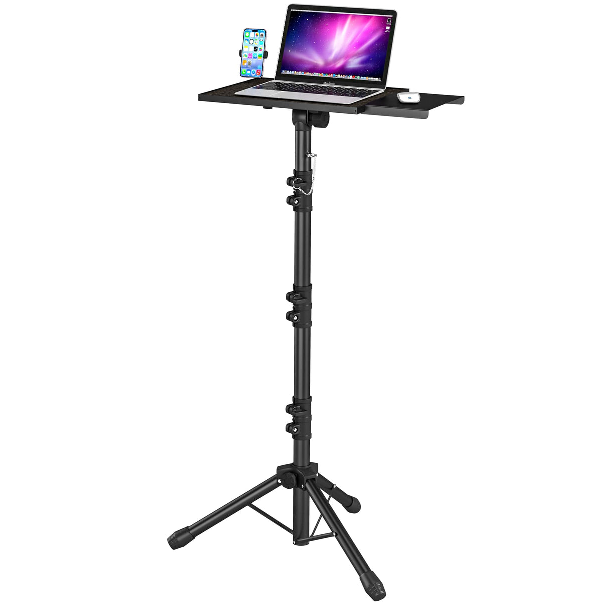 Decosis Tall Projector Stand With Removable Mouse Tray, Laptop Tripod Stand From 23.5''-63.5'' Adjustable With Gooseneck Phone H